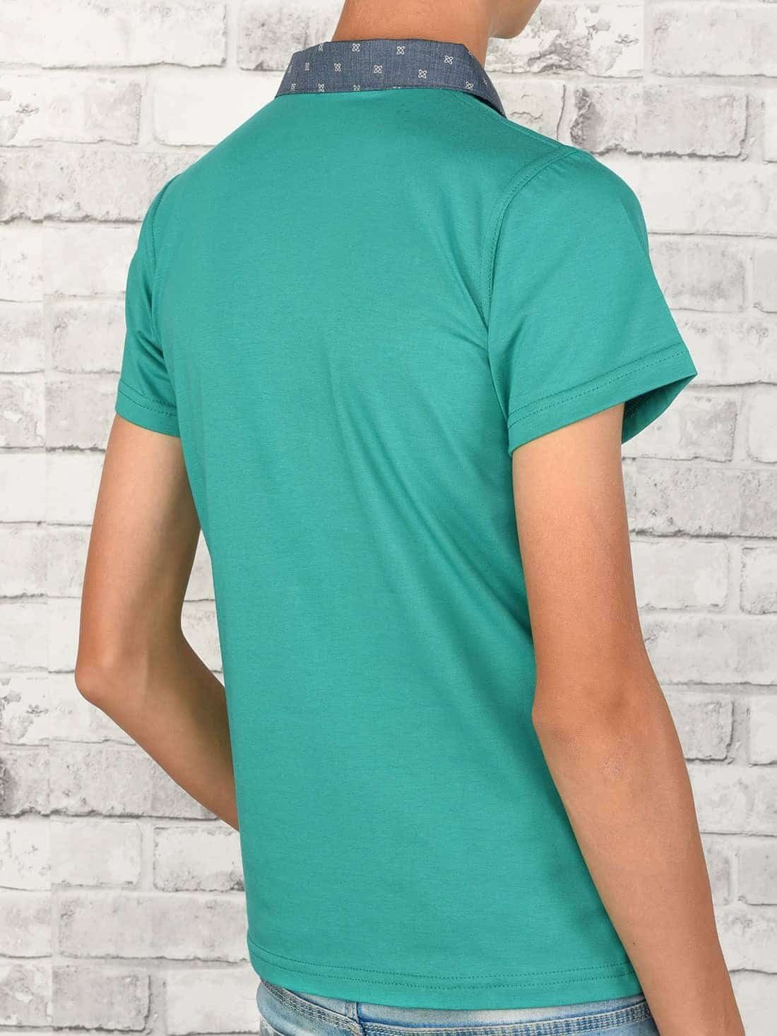 mit Casual Kurzarmshirt Shirt Grün BEZLIT (1-tlg) Kontrastfarben Polo Jungen