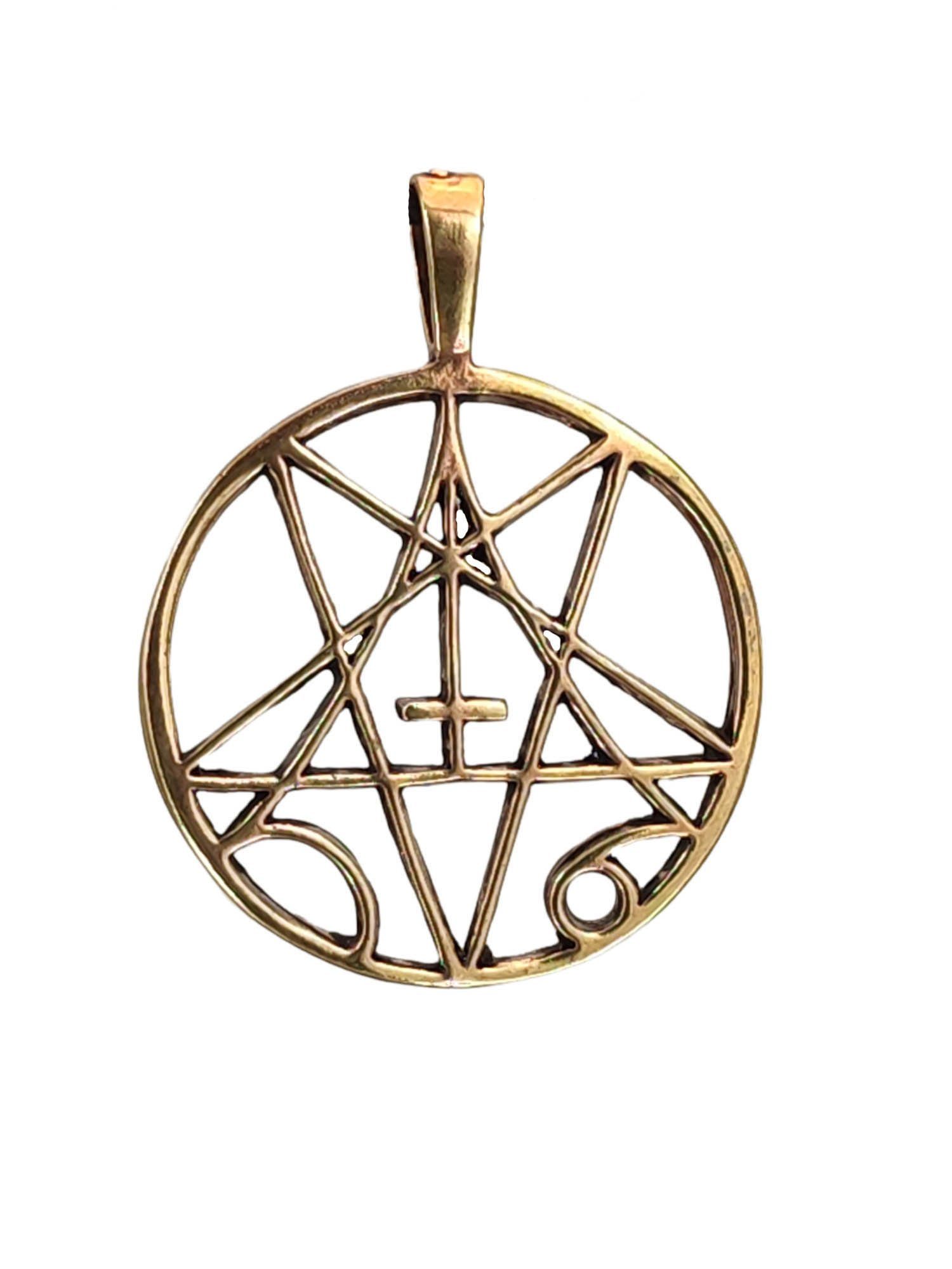 Kiss of Leather Kettenanhänger Pentagramm umgedrehtes Kreuz Satan Luzifer Bronze Anhänger