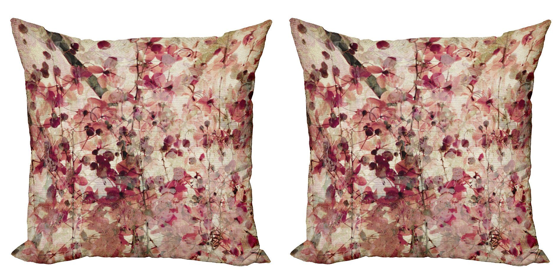 Kissenbezüge Modern Accent Doppelseitiger Digitaldruck, (2 Retro Blumen Stück), Abakuhaus Kirschblüten