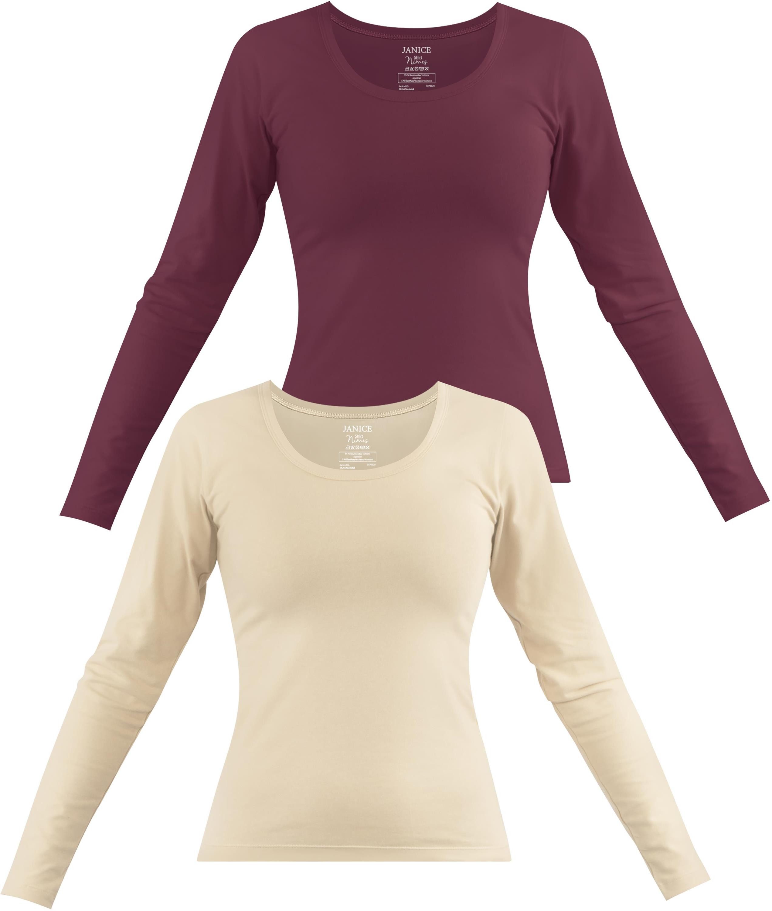 Janice Langarmshirt 2 x Damen Langarmshirt Nimes Figurbetonter Pullover aus günstig online kaufen
