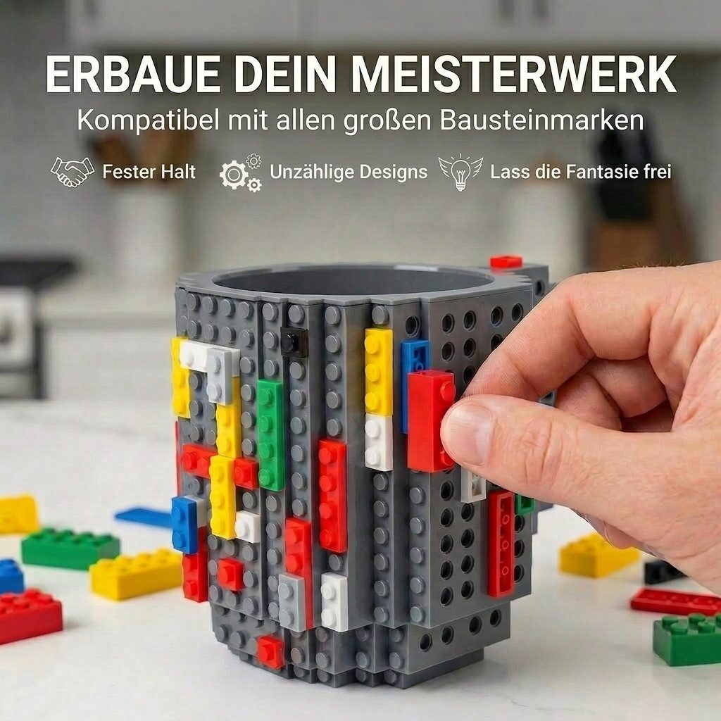 Goods+Gadgets Tasse GOODS+GADGETS LEGOTasse Baustein - kaffee&kinder becher, 350ml, Polycarbonat, Kaffeetasse Kaffee-Becher 350ml