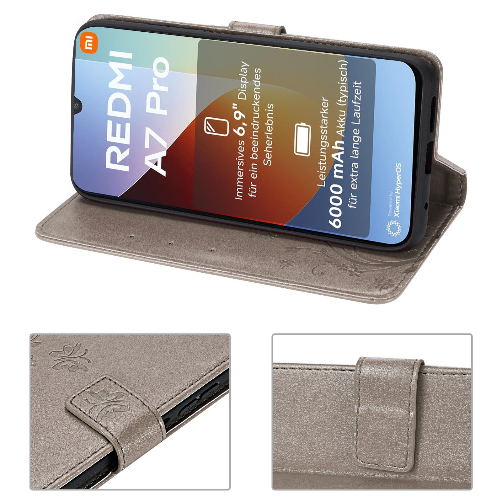 betterfon Handyhülle für Xiaomi Modelle Hülle mit [Kartenfächern], Bookstyle-Hülle: Magnetverschluss 3 Kartenfächer & Standfunktion – Bild 5 von 5