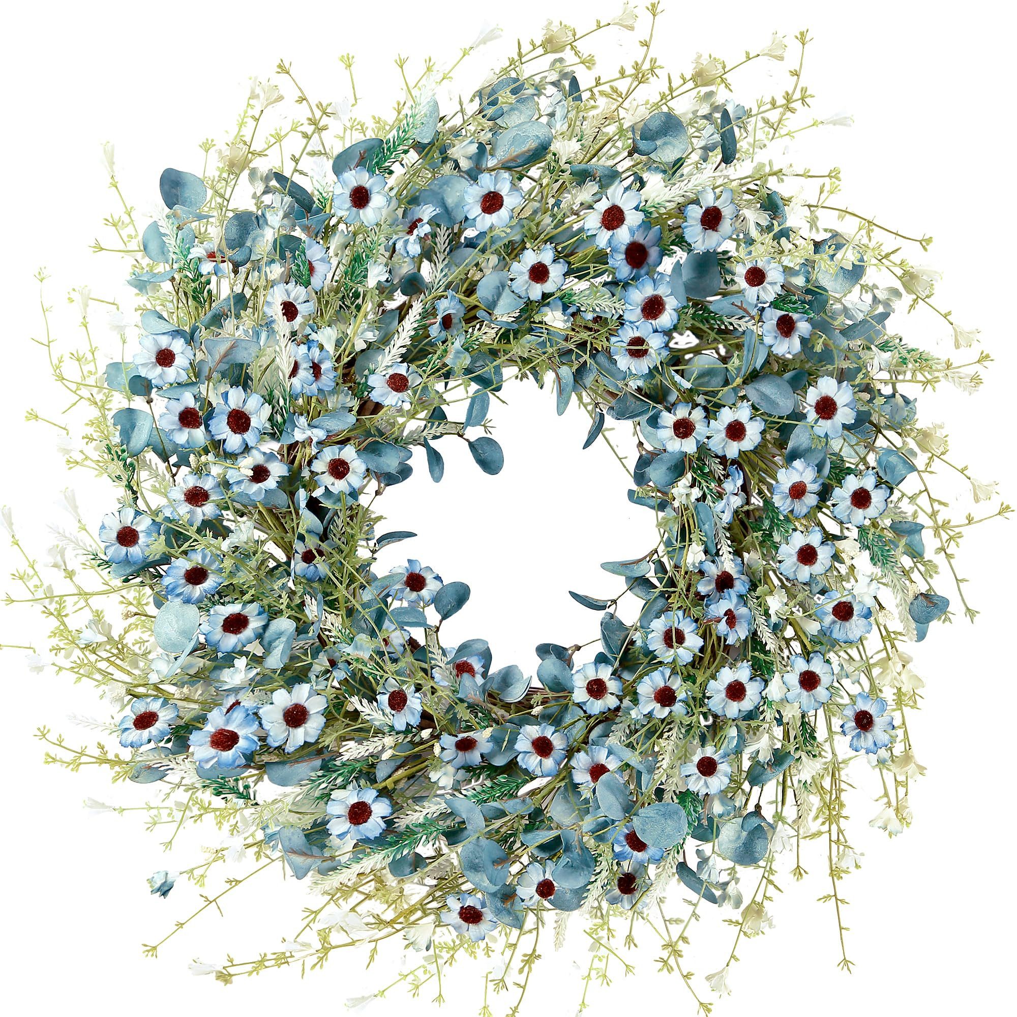 Diwzbyn Dekokranz Frühlings- und Sommer-Türkranz, künstlicher -Margeritenkranz,45cm, für Haustür, Fenster, Wand, Hochzeit, Bauernhaus- und Festdekoration