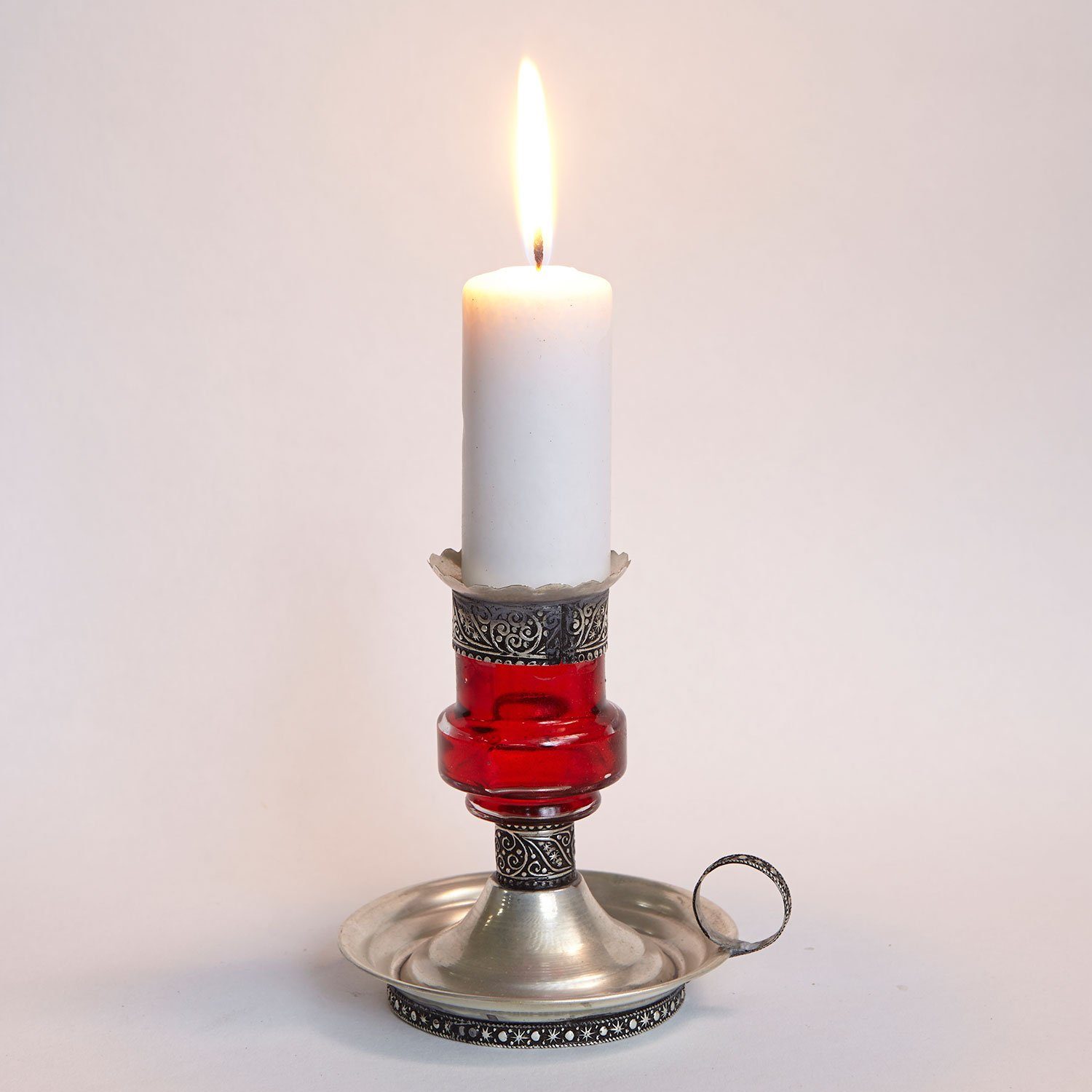 Casa Moro Kerzenständer Marokkanischer Kerzenhalter Aladin aus Metall & Glas (Romantisches Kerzenlicht, Tisch Dekoration Feier Weihnachten), Kerzenleuchter aus Marrakesch Rot