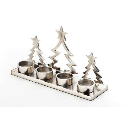Kobolo Kerzenhalter Teelichtständer mit 3 Metall-Tannenbäumen (für 4 Kerzen)