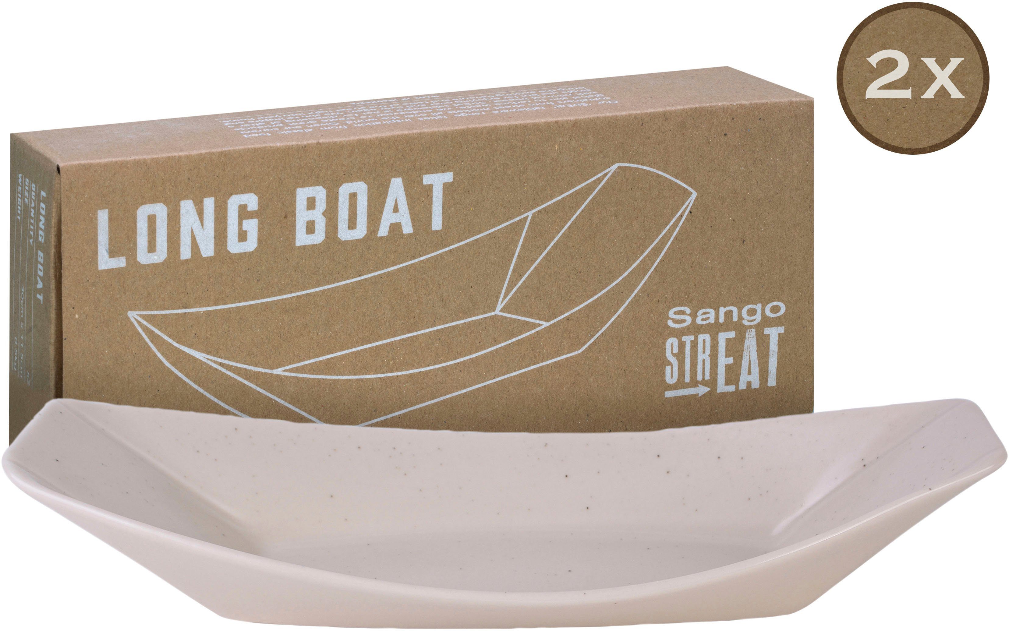 CreaTable Servierschale Boat, Steinzeug, (Set, 2-tlg), Snackschale, Topaktueller „Streat Food“ Trend