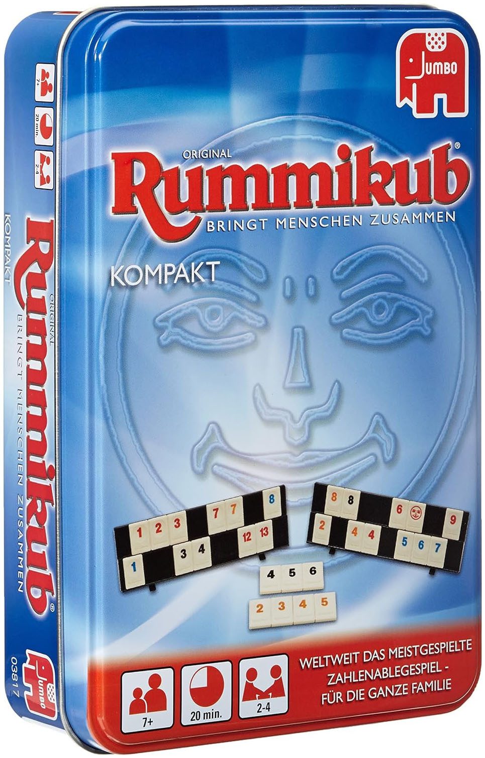 Jumbo Spiele Spiel Original Rummikub Kompakt Metallbox, Familienspiel