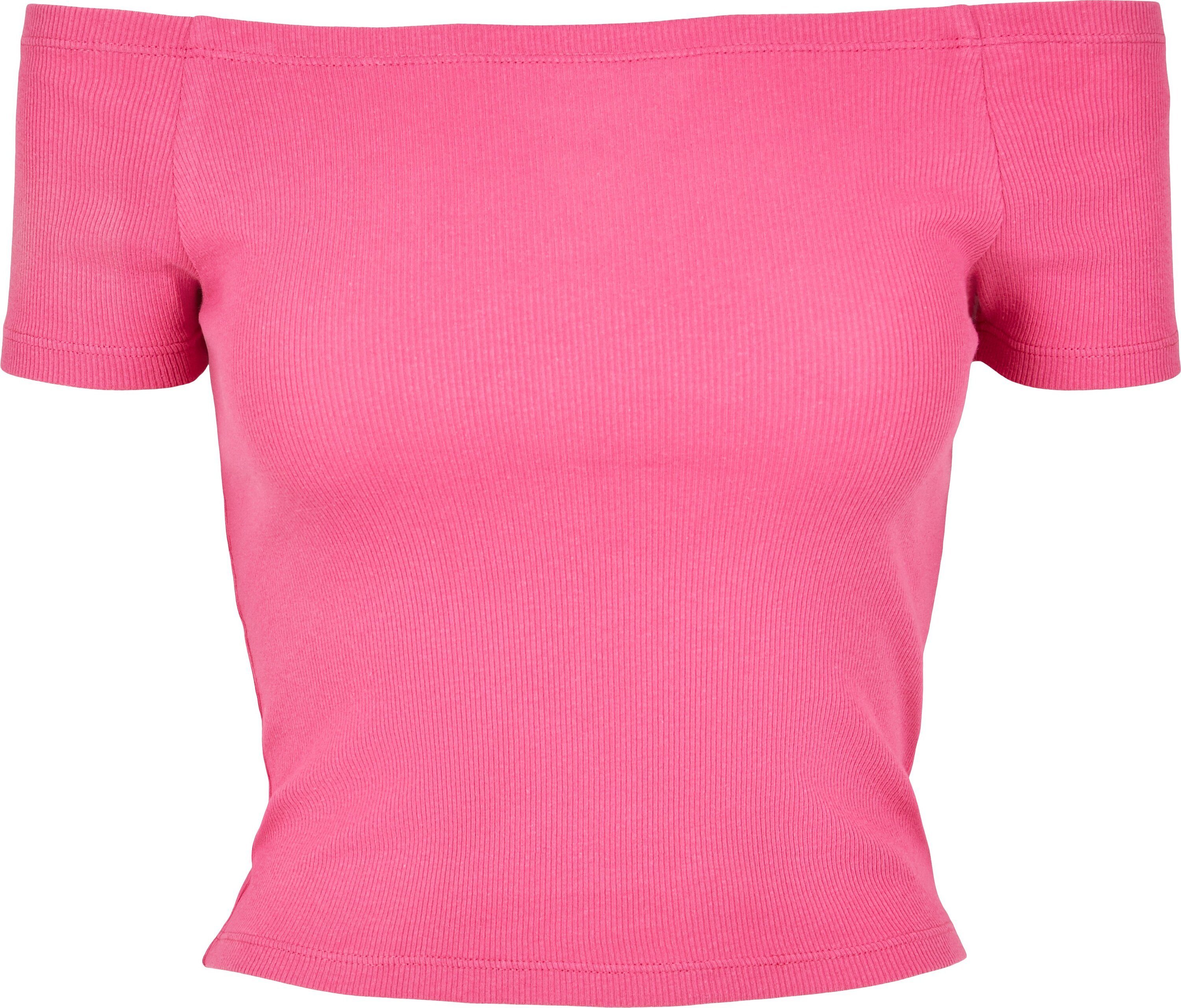 URBAN CLASSICS T-Shirt Damen Ladies Off Shoulder Rib Tee (1-tlg) brightviolet | T-Shirts