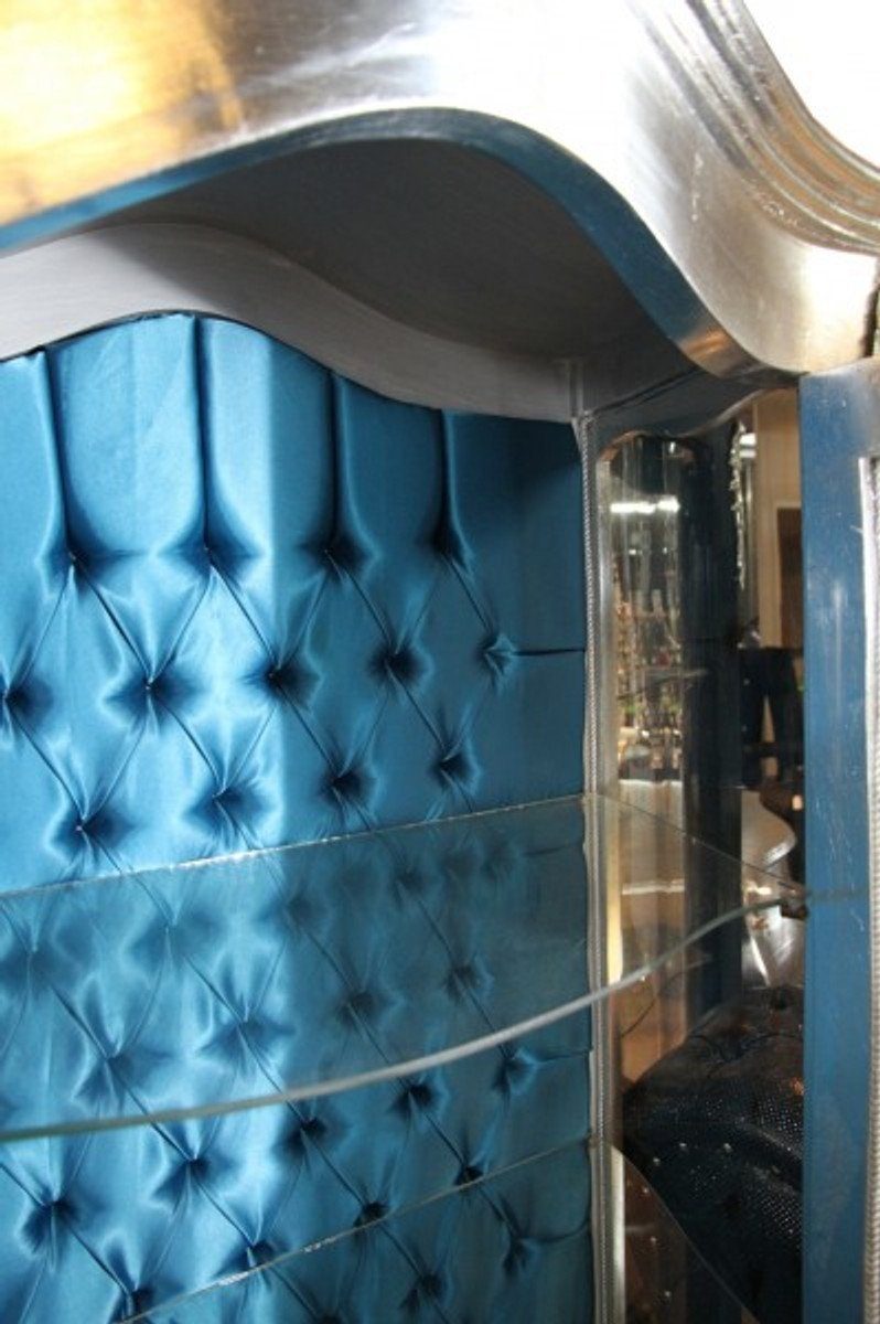 Stil Möbel Innenstoff Padrino Vitrine Azzurfarbenen Casa mit Barock - Silber Vitrine Antik