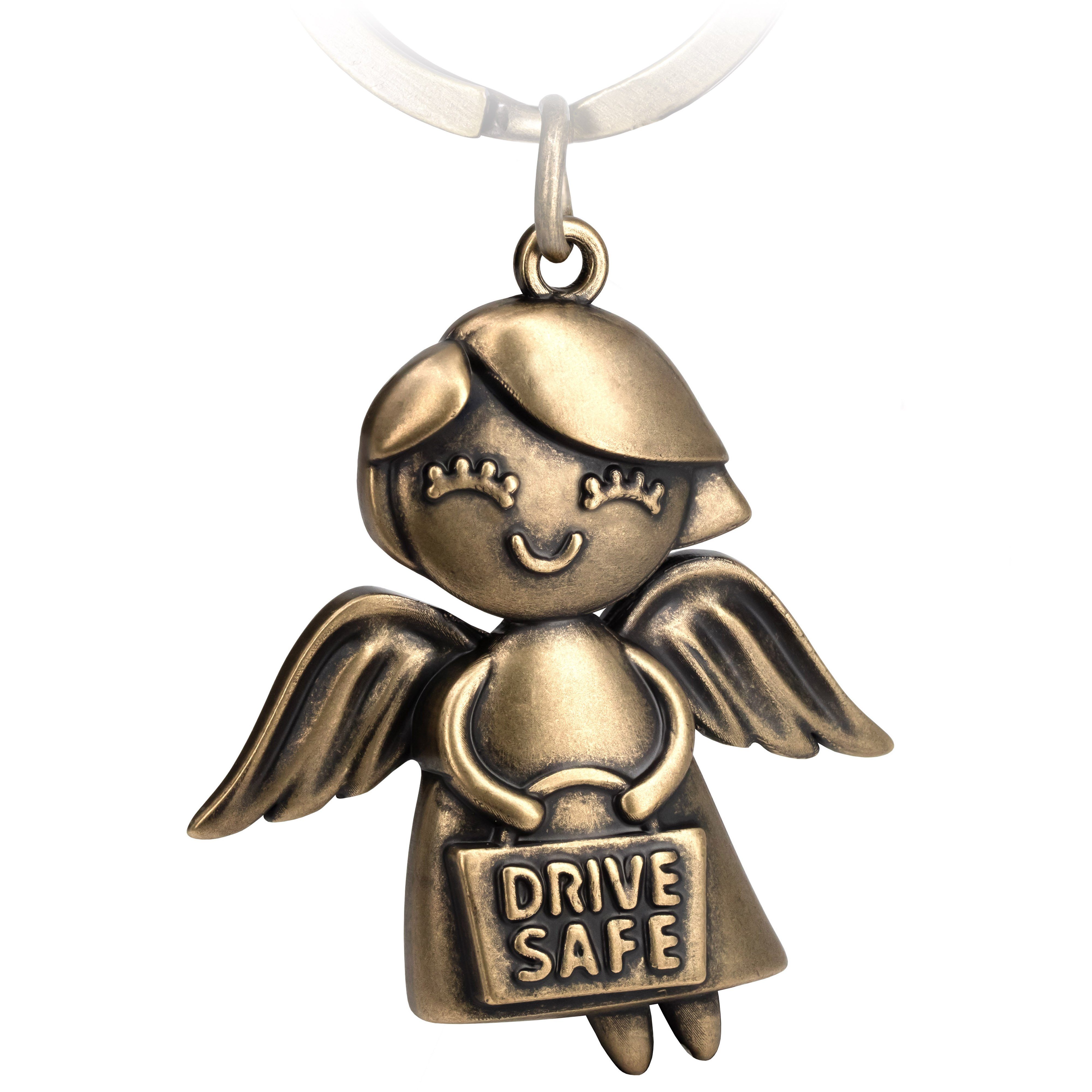 Schlüsselanhänger - Glücksbringer Antique Emmy Schutzengel Drive Gravur Fahr - Safe vorsichtig FABACH Bronze