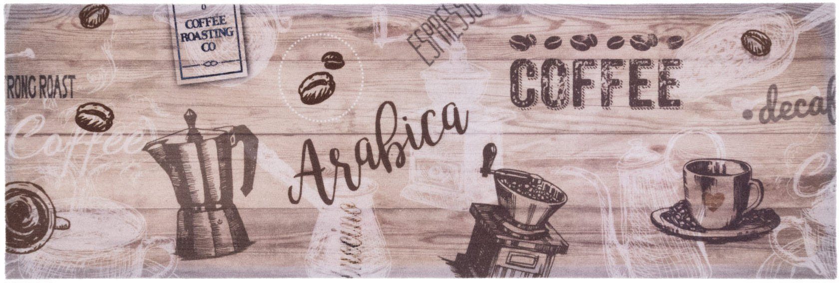 Küchenläufer »Küchenläufer ARABICA«, Primaflor-Ideen in Textil, rechteckig, Höhe 6,5 mm, Motiv Kaffee, rutschhemmend, waschbar, Küche-Otto