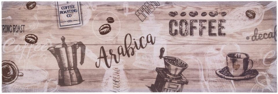 Küchenläufer ARABICA, Primaflor-Ideen in Textil, rechteckig, Höhe: 6,5 mm, Motiv  Kaffee, rutschhemmend, waschbar, Küche