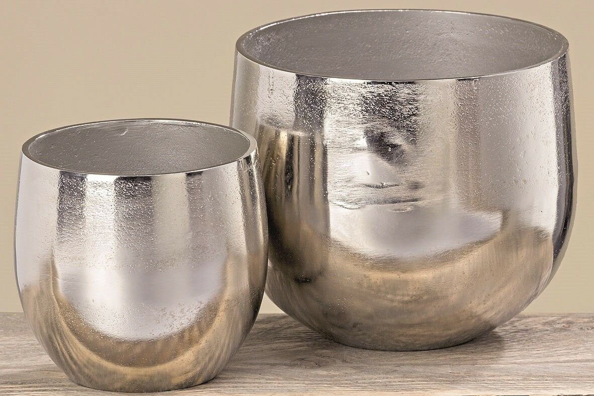 Meinposten Blumentopf 2 Blumentöpfe silber Pflanztopf günstig online kaufen