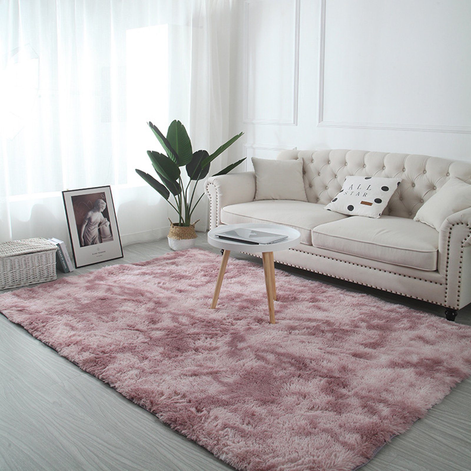 OKWISH, Hochflor-Teppich Teppiche für Schlafzimmer, 4 Größe Bettvorleger, Shaggy, Fellteppich Teppich Wohnzimmerteppich Pink/Helllila Schlafzimmer Wohnzimmer Kunstfell, Hochflor