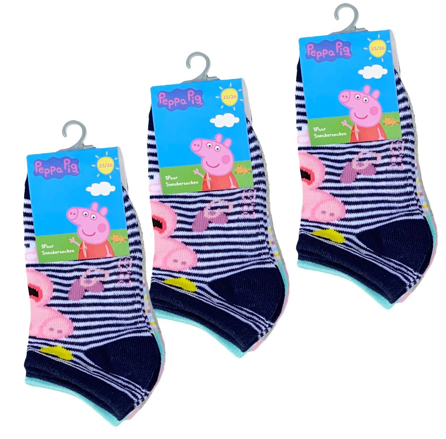 Peppa Pig Feinsocken PEPPA WUTZ kurze Socken Set 9 Paar Mädchen Strümpfe Gr.23 24 25 26 207 28 29 30 31