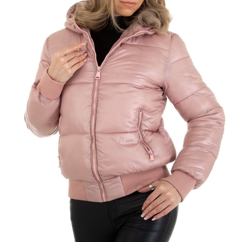 Damen Jacken Ital-Design Winterjacke Damen Freizeit Kapuze Gefüttert Winterjacke in Rosa