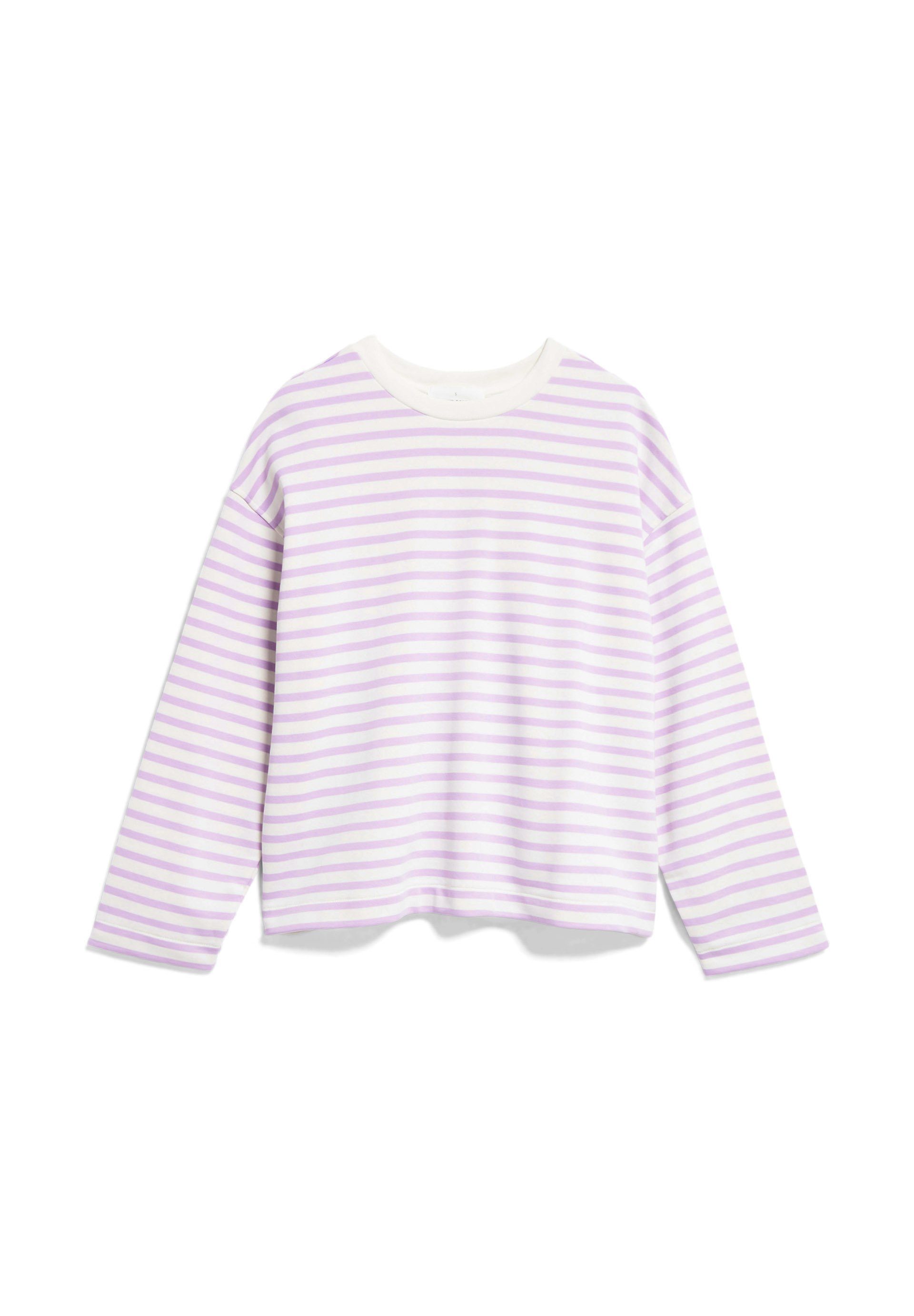 Armedangels Sweatshirt lavender FRANKAA (1-tlg) STRIPE MAARLEN light-undyed Damen