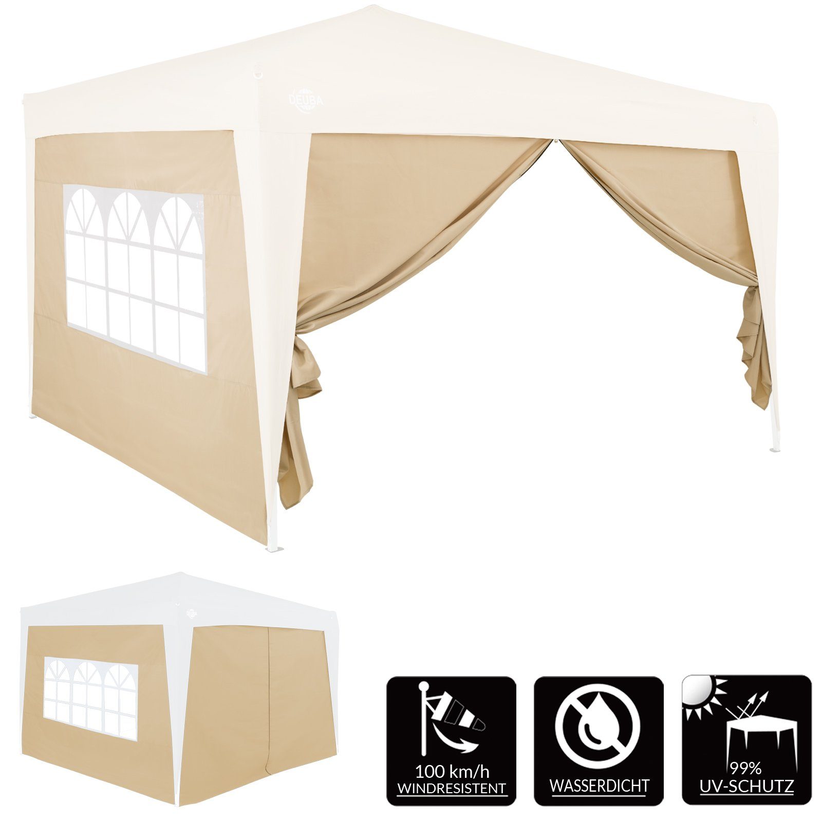 Deuba Pavillon Capri Seitenwände, 2x Seitenteile Wasserabweisend Passend Bei 3x3m & 3x6m Gartenpavillon