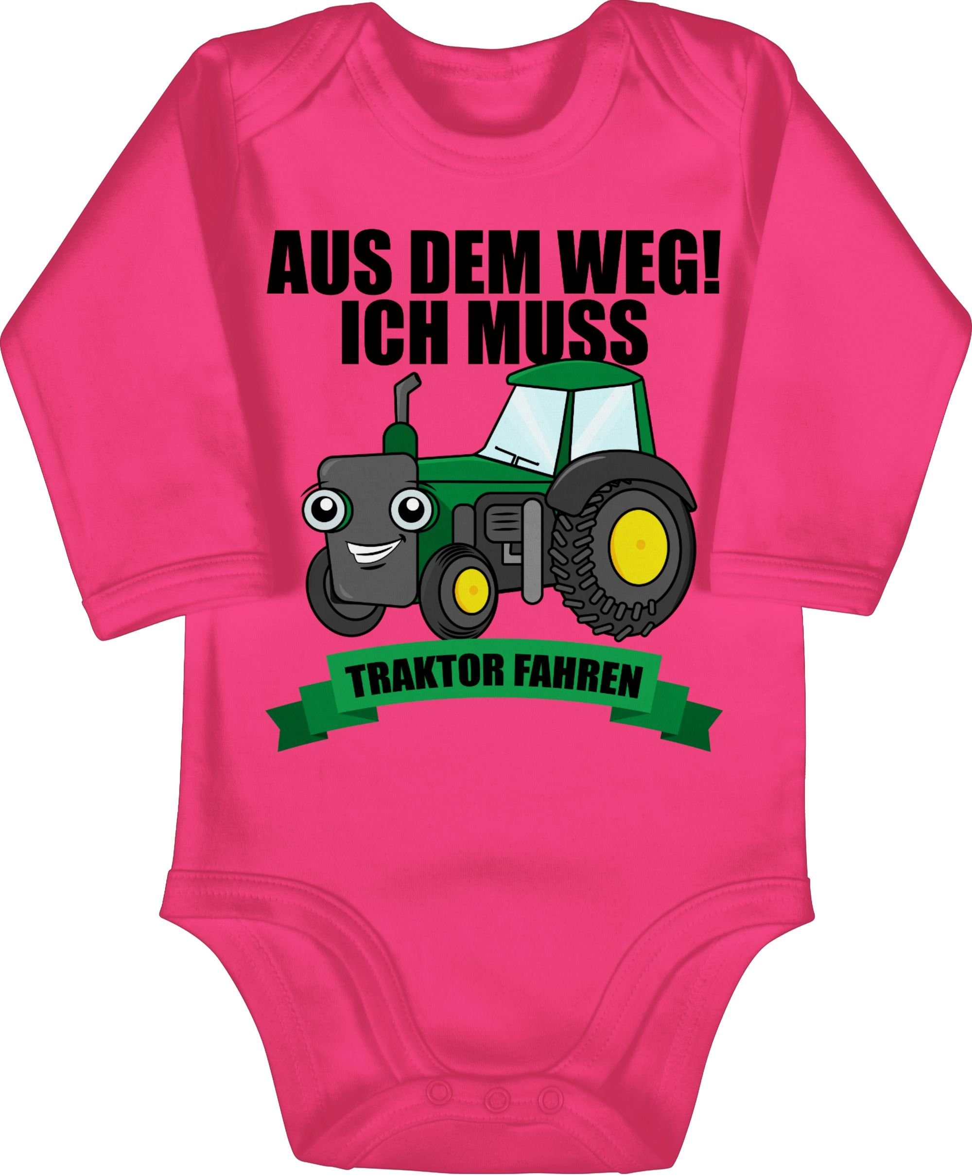 Shirtracer Shirtbody Aus dem weg ich muss Traktor fahren grün Traktor 1 Fuchsia