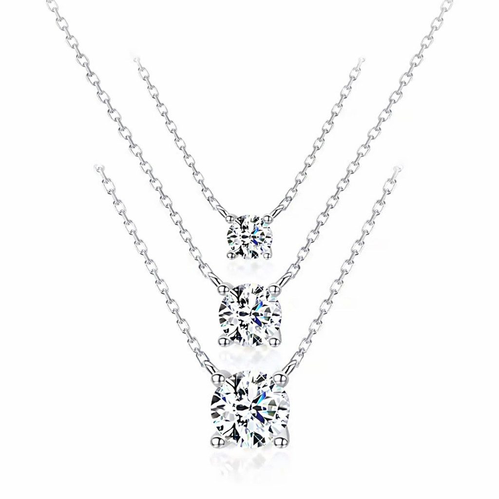 Kette mit Anhänger klassische Kette mit Zirkonia Solitär Anhänger Kette 45 cm