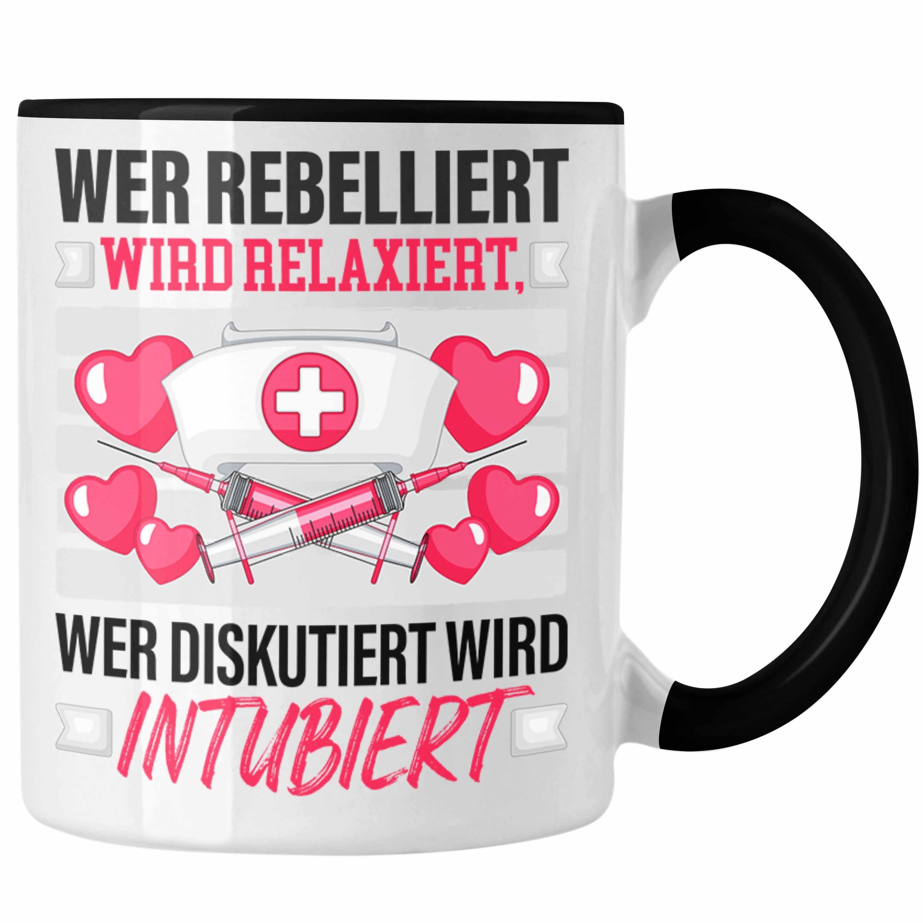 Trendation Tasse Krankenschwester Tasse Geschenk Wer Rebelliert Wird Relaxiert Anästhes Schwarz