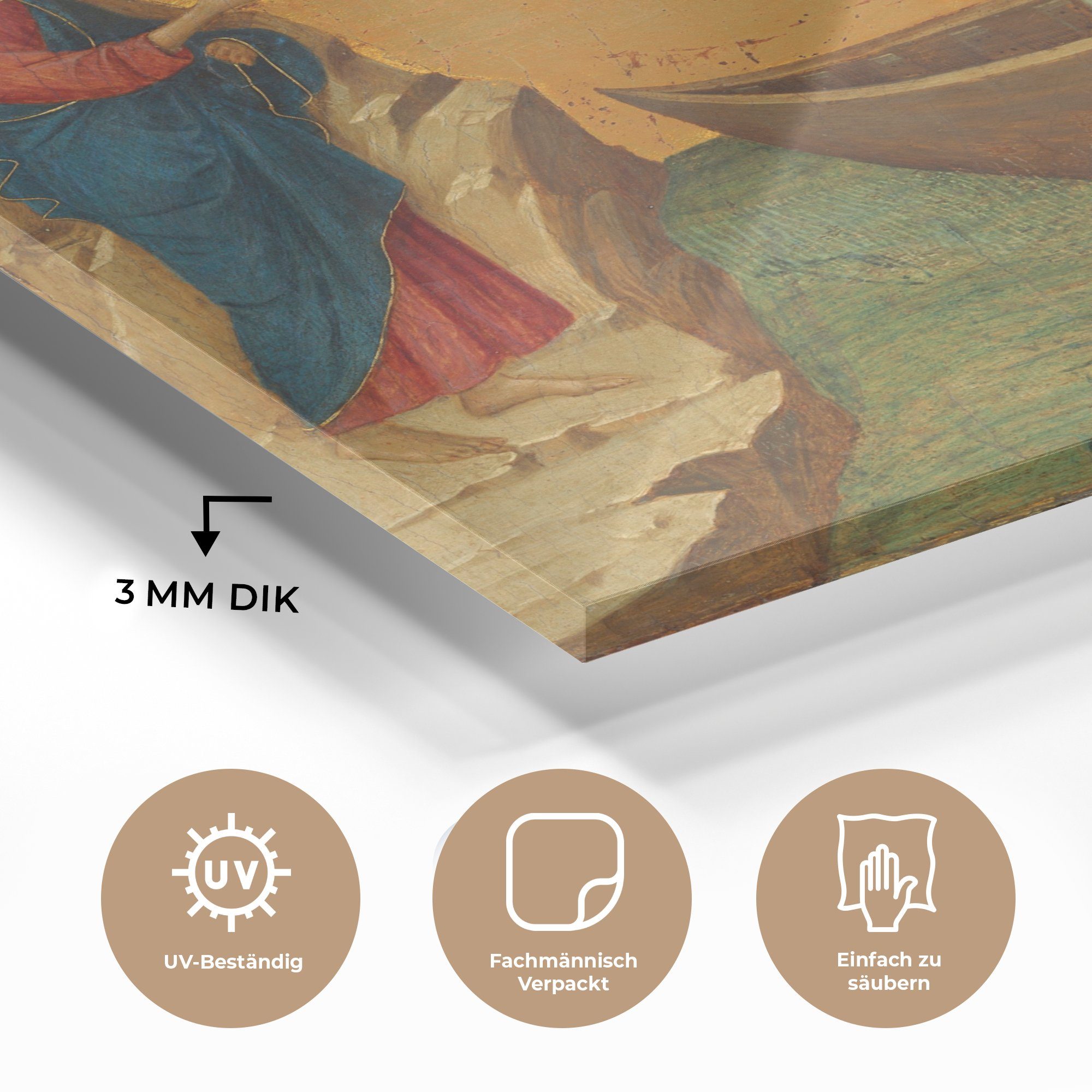 MuchoWow Acrylglasbild Die Berufung der von Duccio, Wandbild Gemälde und Foto Petrus - (1 auf - auf St), Bilder - Glas Andreas Glas Wanddekoration - Glasbilder Apostel
