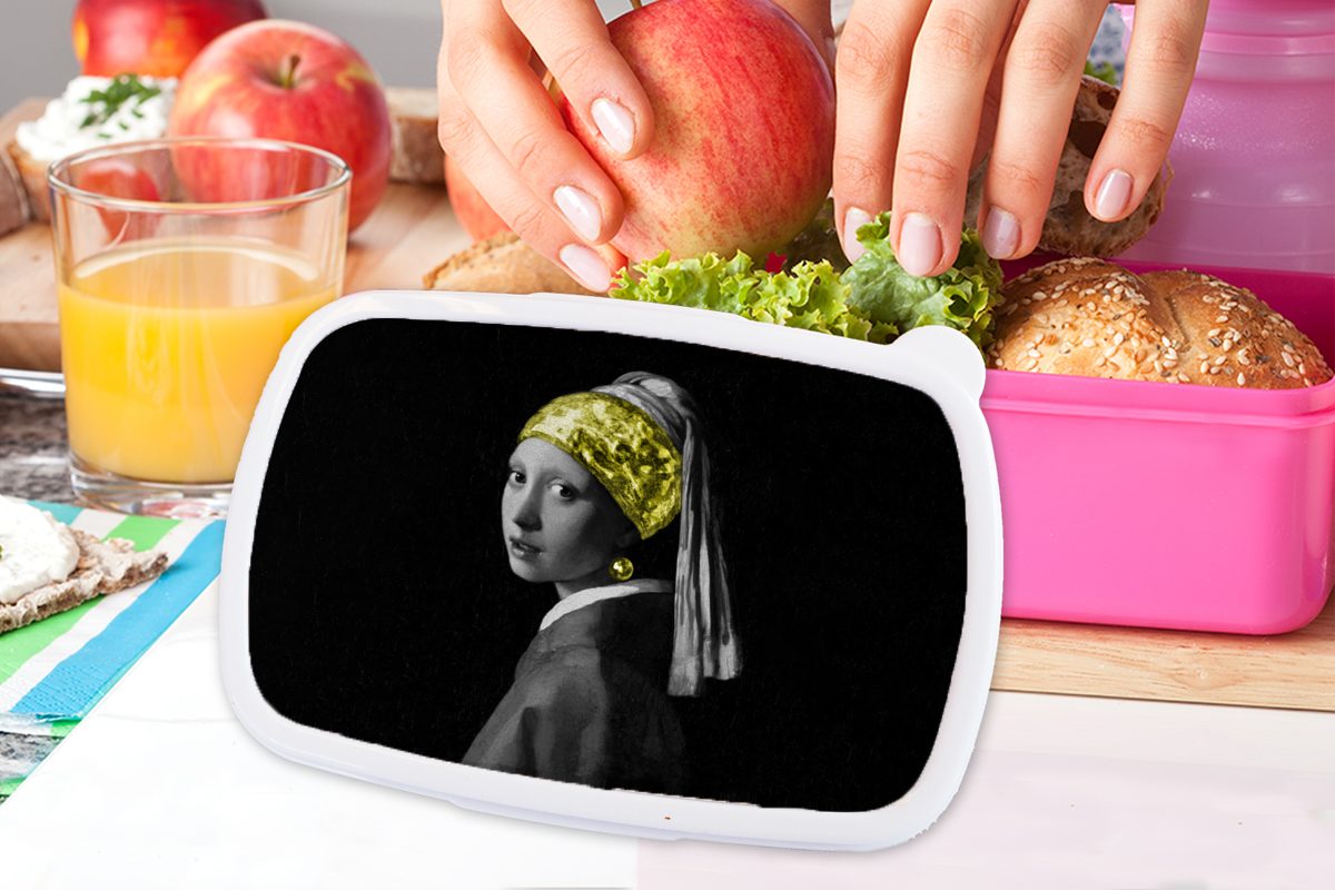 Erwachsene, Stirnband, Kinder, Kunststoff Mädchen, - Brotdose MuchoWow - Mädchen mit Lunchbox Brotbox Snackbox, für Kunststoff, Gold rosa (2-tlg), Perlenohrring