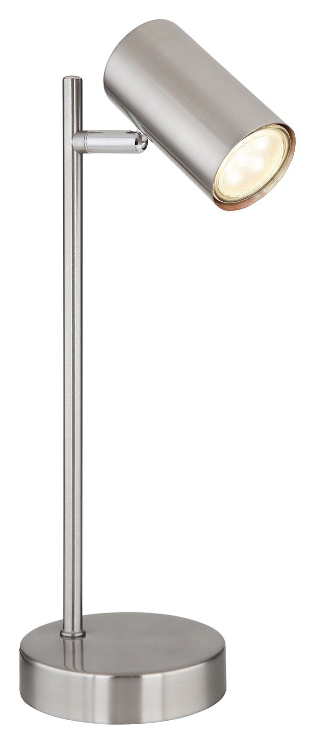 Globo Tischleuchte ROBBY, 1-flammig, Nickel matt, Metall, H 35 cm, ohne Leuchtmittel, Schirm verstellbar