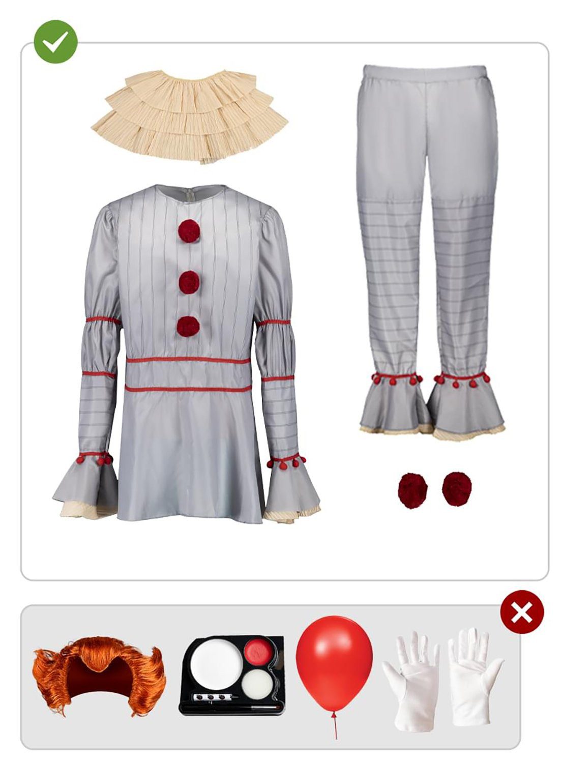 Funidelia Clown-Kostüm ES Kap. 2 Pennywise Kostüm Halloween Kostüm Herren, Offizielles Kostüm der Neuauflage des Horrorfilms 'It' von Stephen Ki