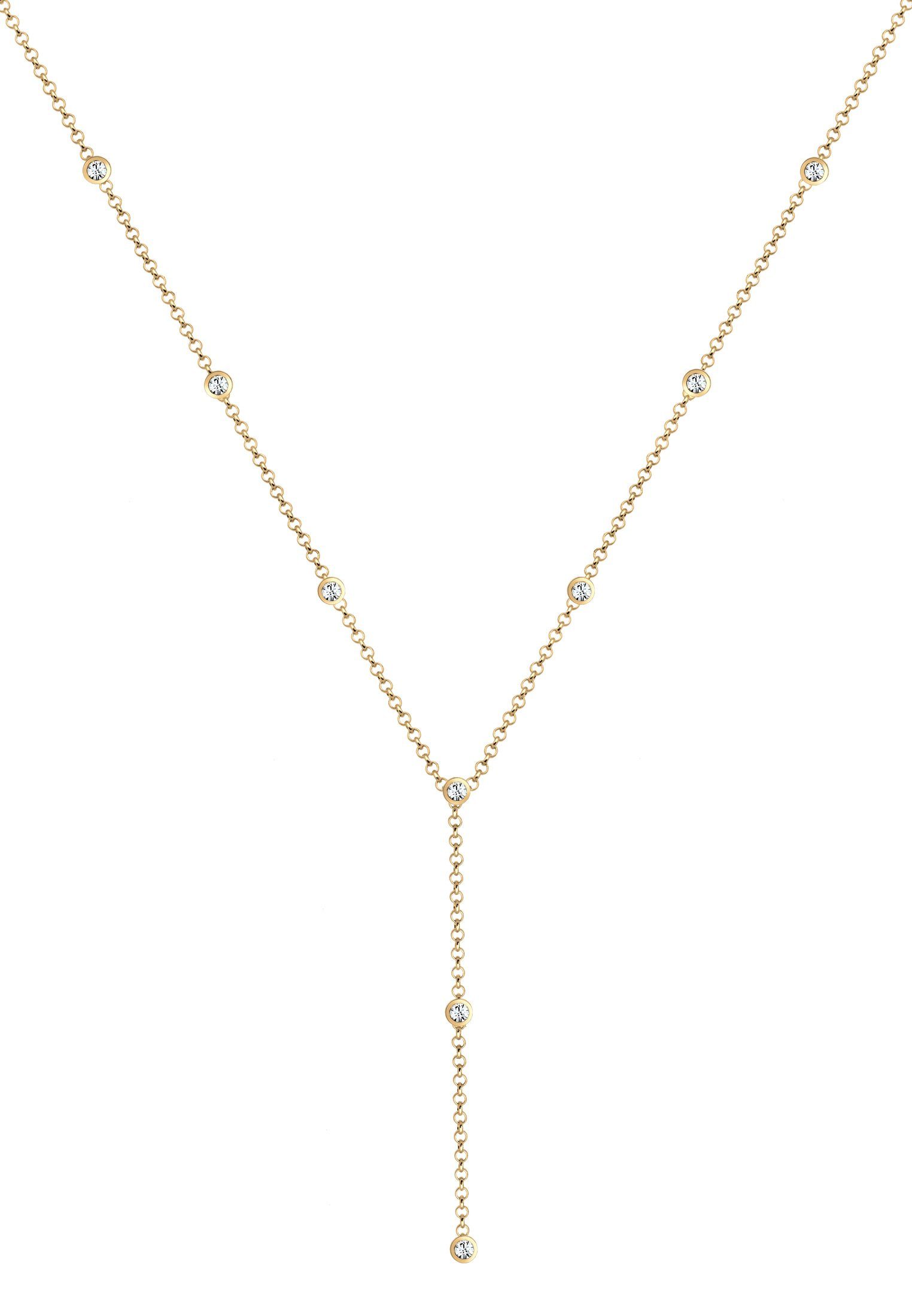 Elli Collierkettchen Y-Kette mit Silber 925 Kristalle Gold in