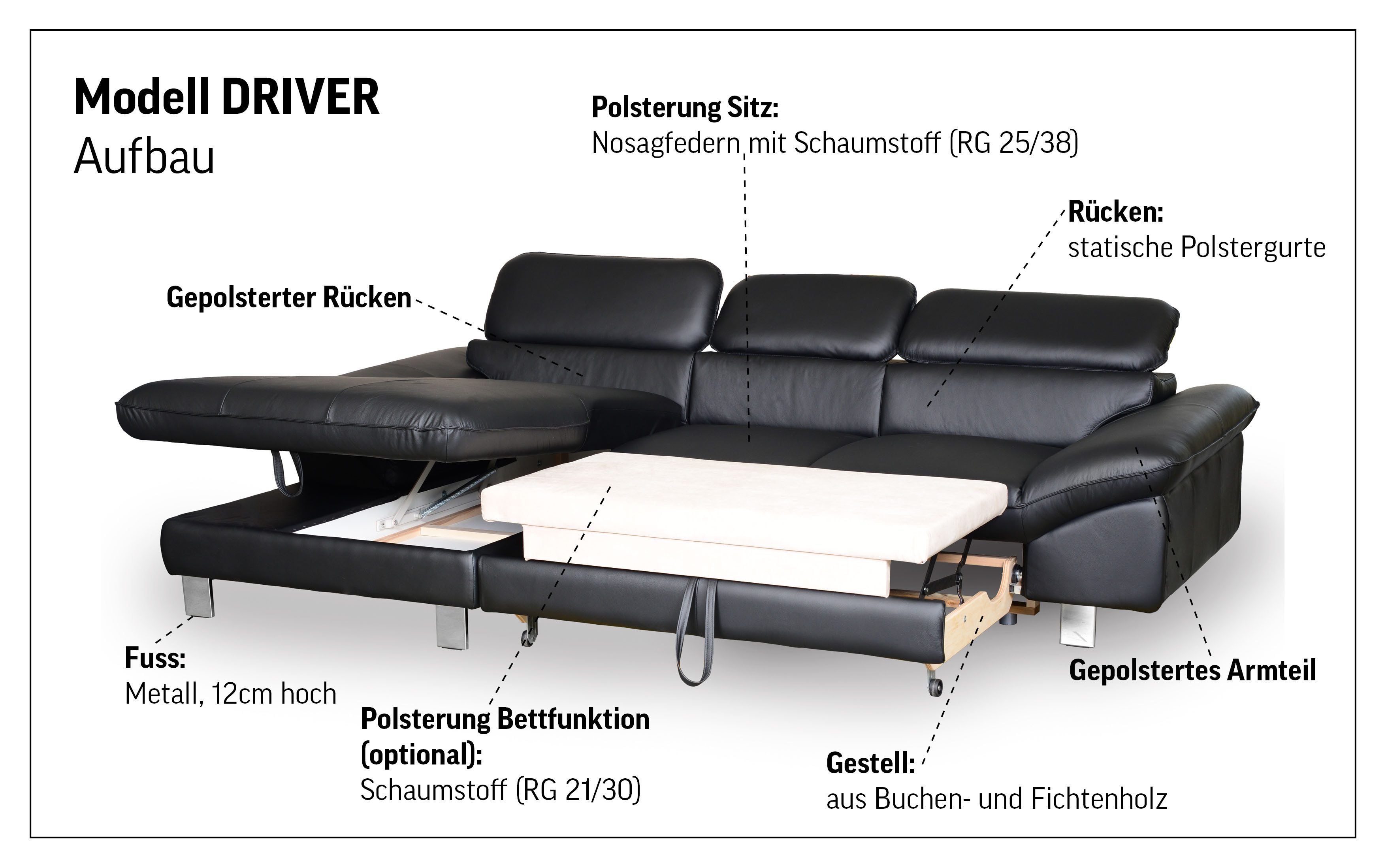 COTTA Ecksofa Driver L-Form, B: 268 cm, Kopfteilverstellung, optional Schlaffunktion & Bettkasten
