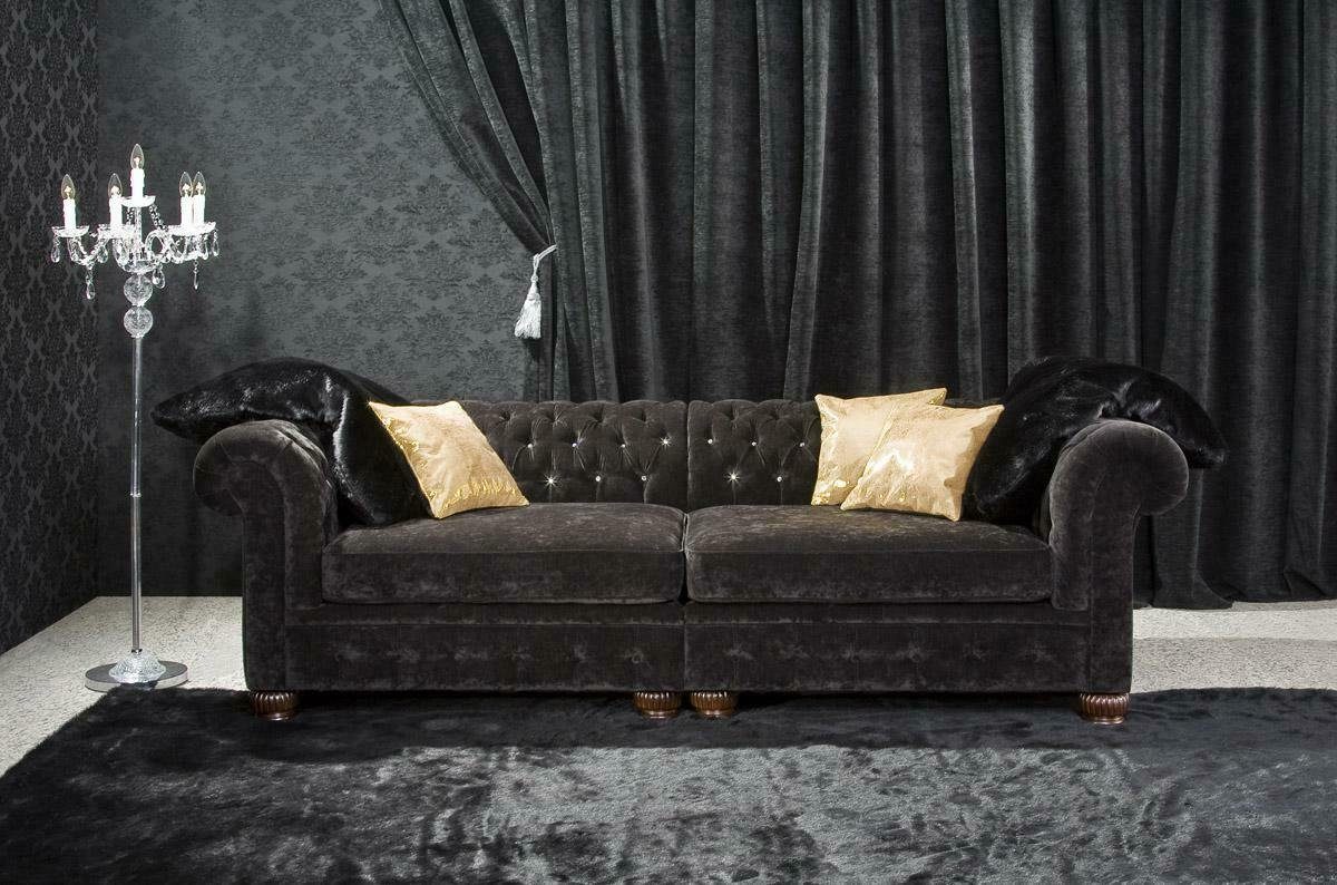 JVmoebel Chesterfield-Sofa, Chesterfield Couch Polster Sofas Klassische Leder Textil Sofa