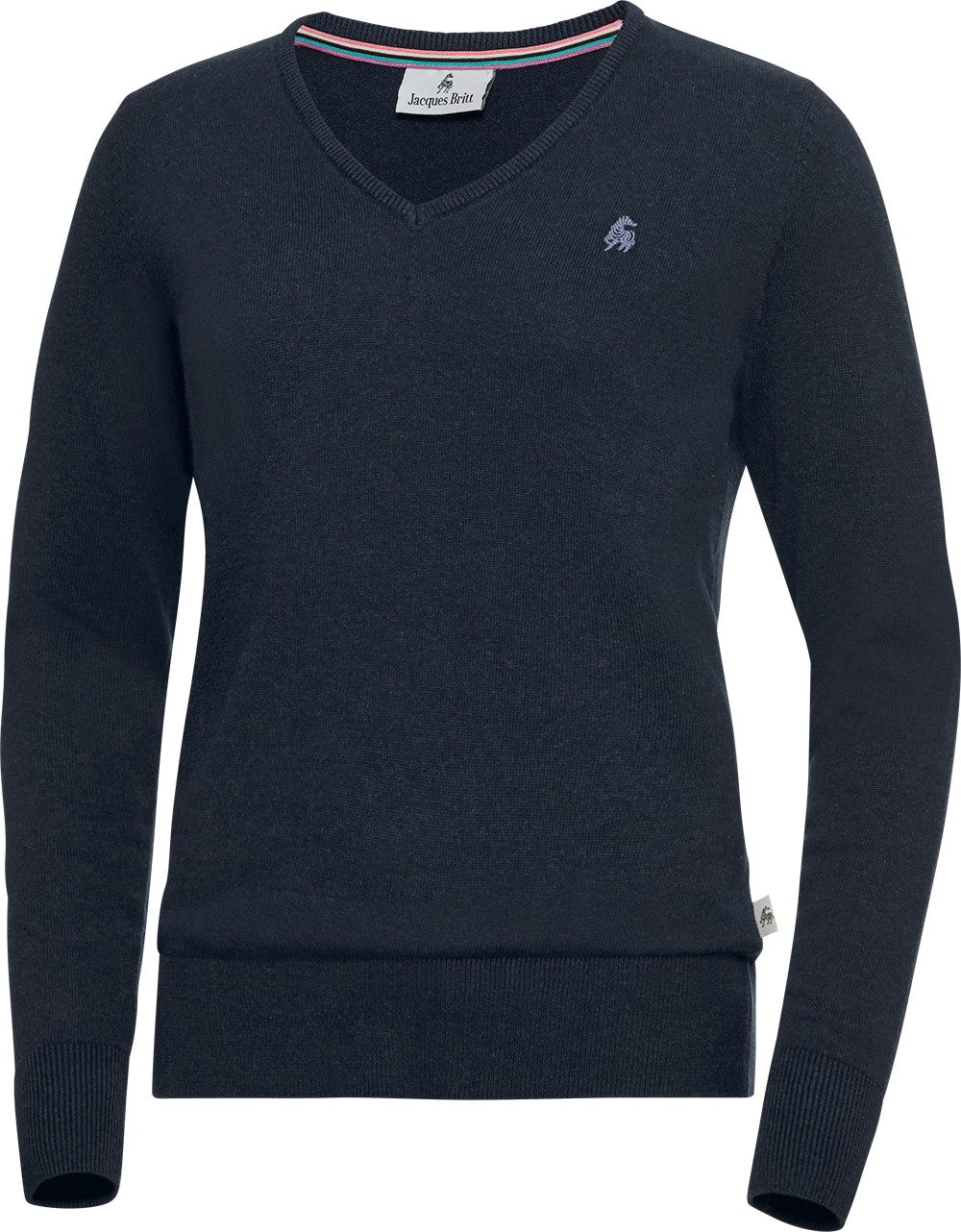 Jacques Britt V-Ausschnitt-Pullover Hautsympathisch und formstabil dank 100% Baumwolle