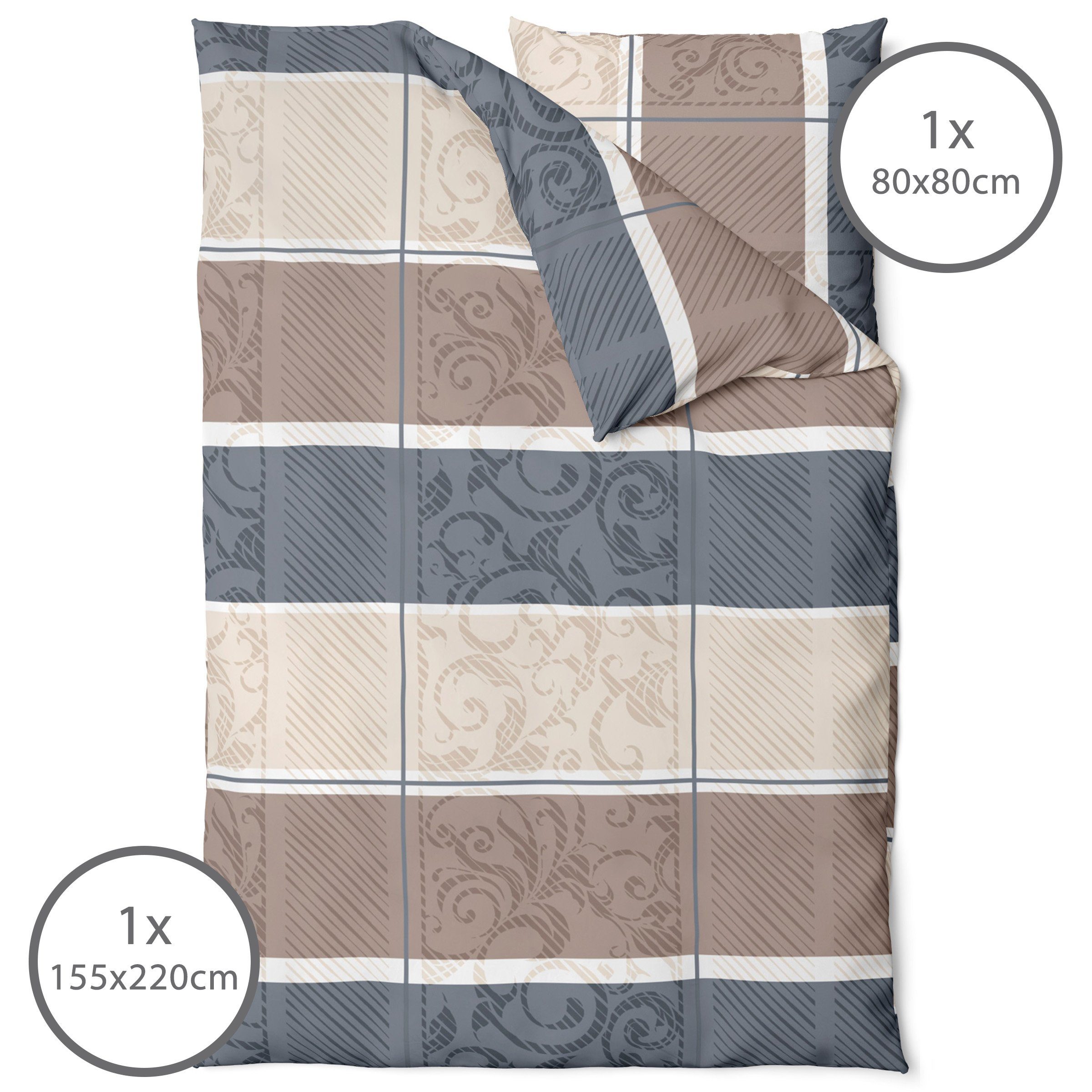 LINKHOFF Bettwäsche Biber Bettwäsche 155x220 Taupe günstig online kaufen