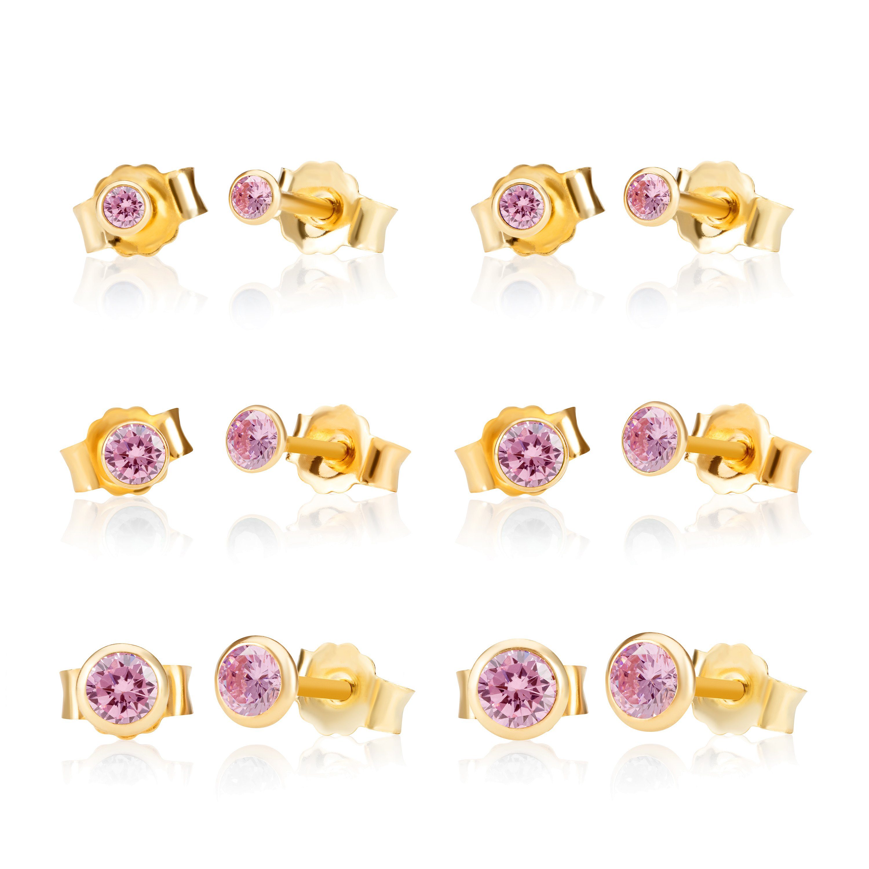 NKlaus Paar Ohrstecker Paar 2,5mm 333 Gelb Gold 8 Karat Ohrstecker Zirkon ( günstig online kaufen