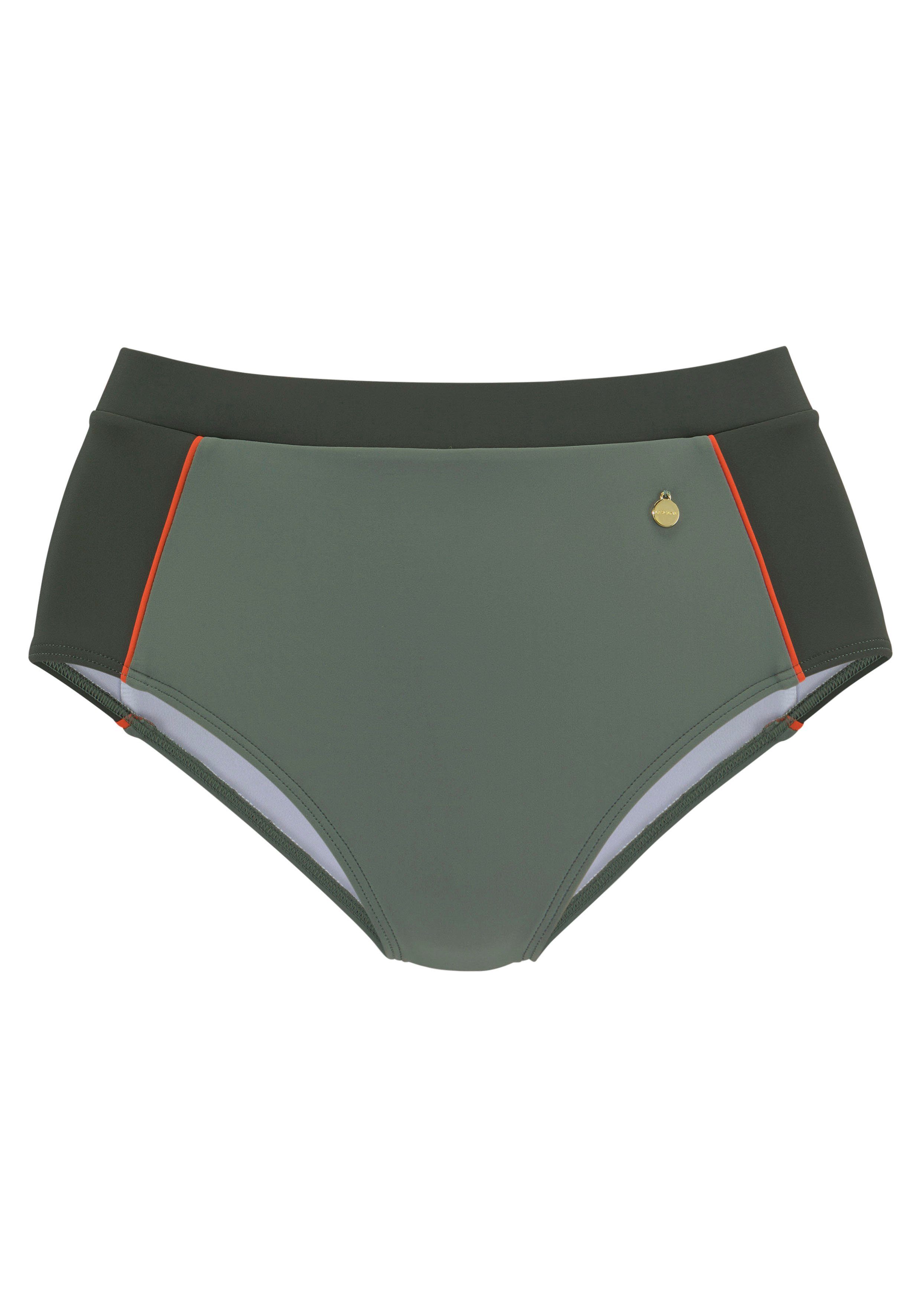 LASCANA Highwaist-Bikini-Hose Yuna mit kontrastfarbenen Einsätzen