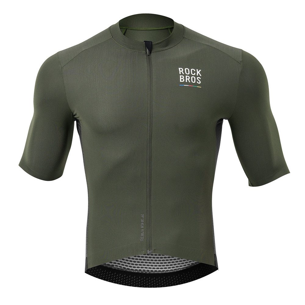 ROCKBROS Radtrikot Fahrradtrikot Rennradtrikot Kurzarmtrikot (Spar-Set, 1-tlg., 60 cm Länge atmungsaktiv) UPF 50+, 3 Rückentaschen, reflektierend, atmungsaktiv