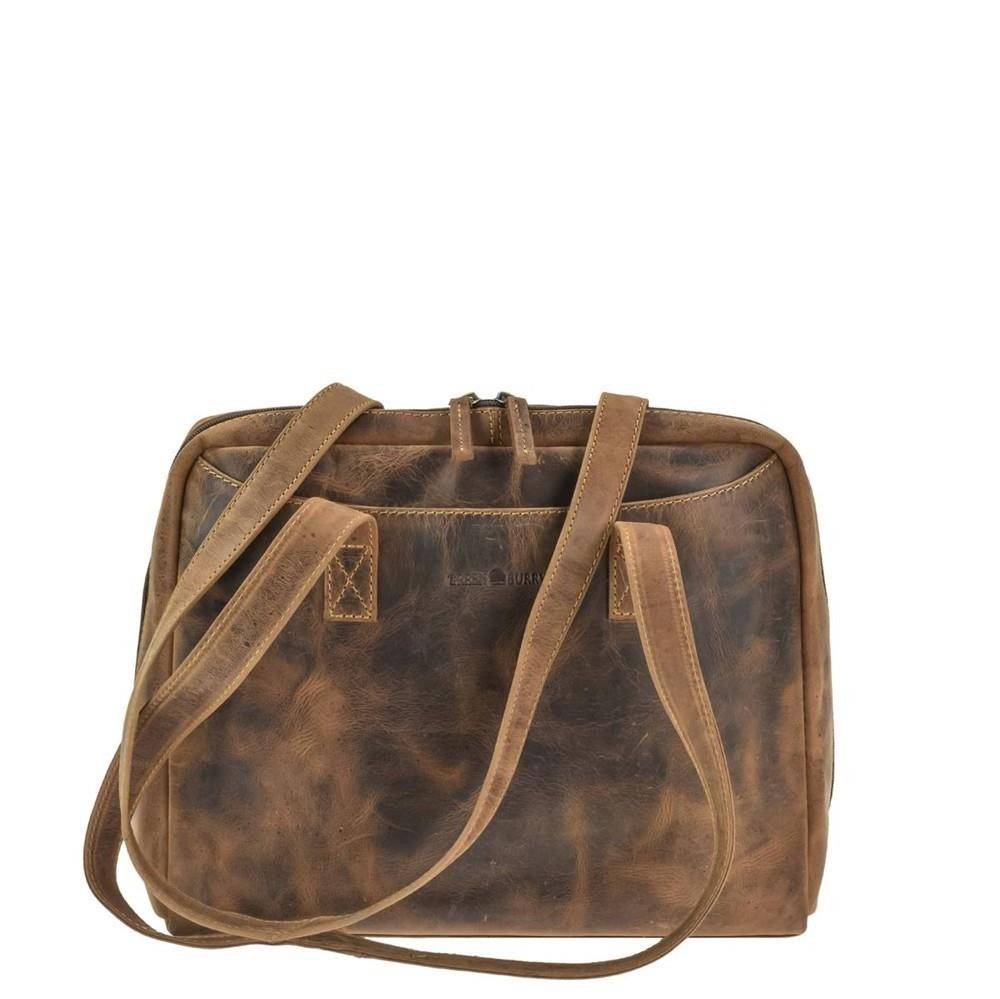 Umhängetasche "Vintage" Shopper Damen Leder 35x27cm antikbraun