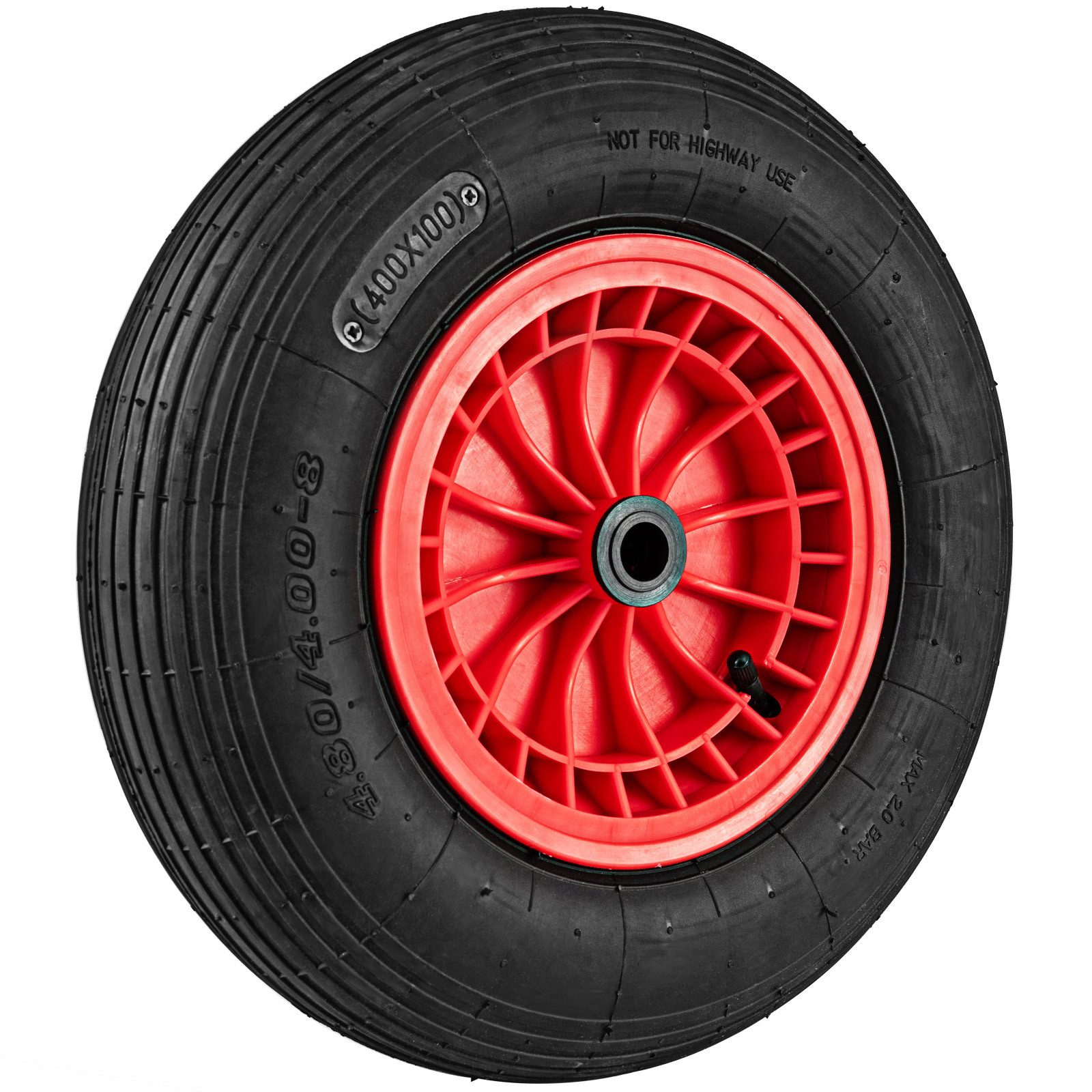 COSTWAY Schubkarren-Rad (1 St), 4.00-8, Ø 400 mm Vollgummi, bis 250 kg belastbar