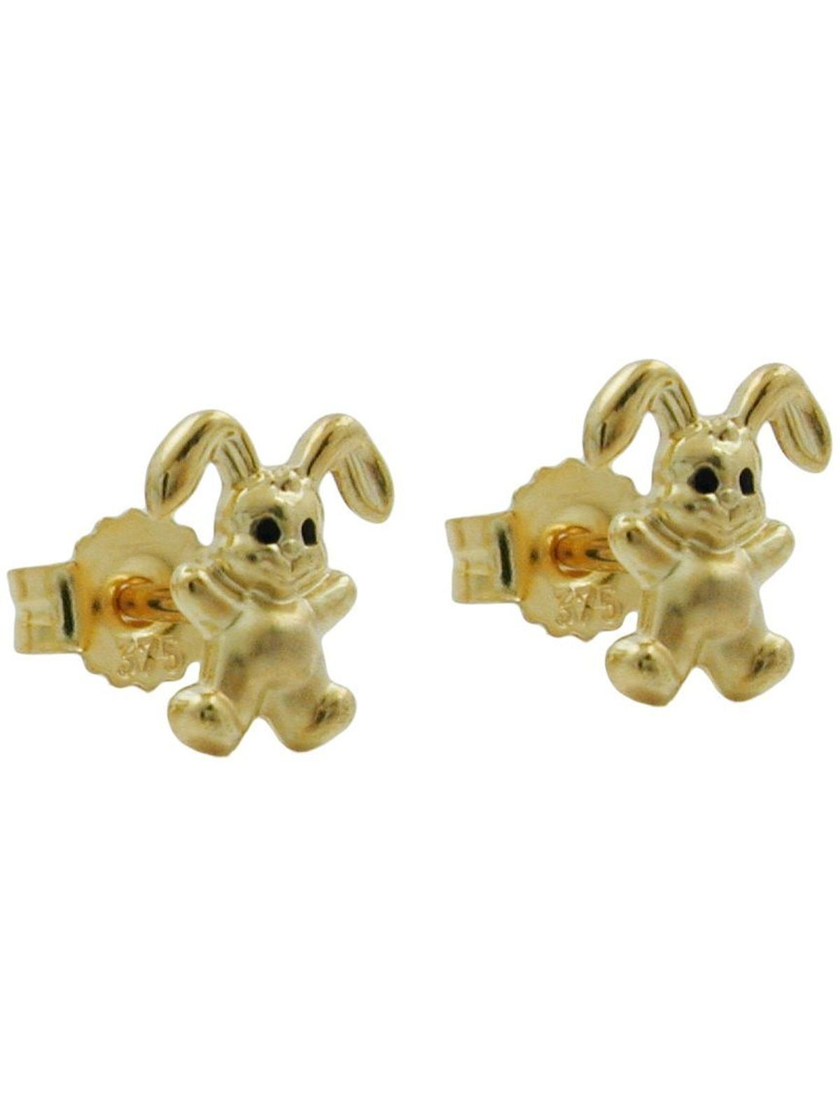 9Kt (1-tlg) GOLD kleiner Ohrring Hase Paar 7x6mm matt-glänzend Gallay Ohrstecker