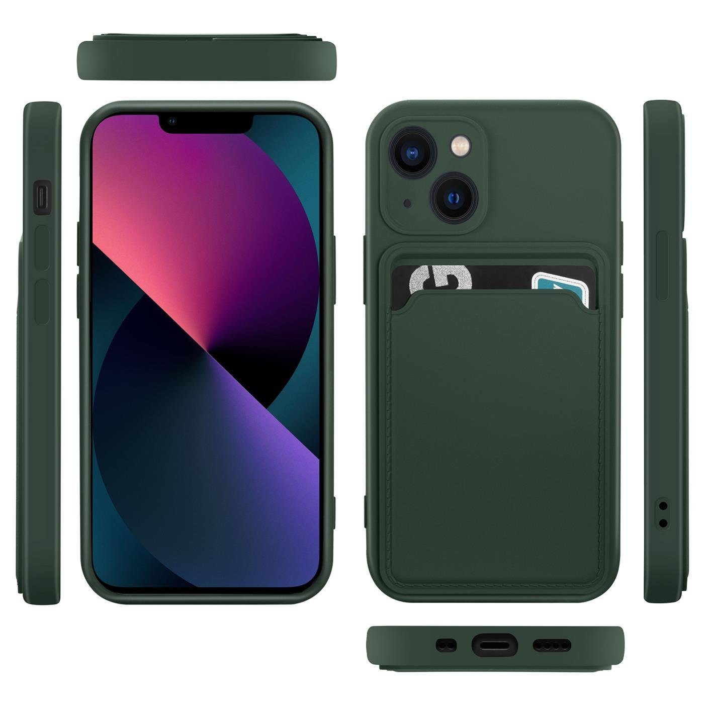 CoolGadget Handyhülle Schutzhülle mit Kartenfach für Apple iPhone 15 Plus 6,7 Zoll, Silikon Case Slim TPU Cover Tasche mit Aufbewahrung EC Karte Ausweis