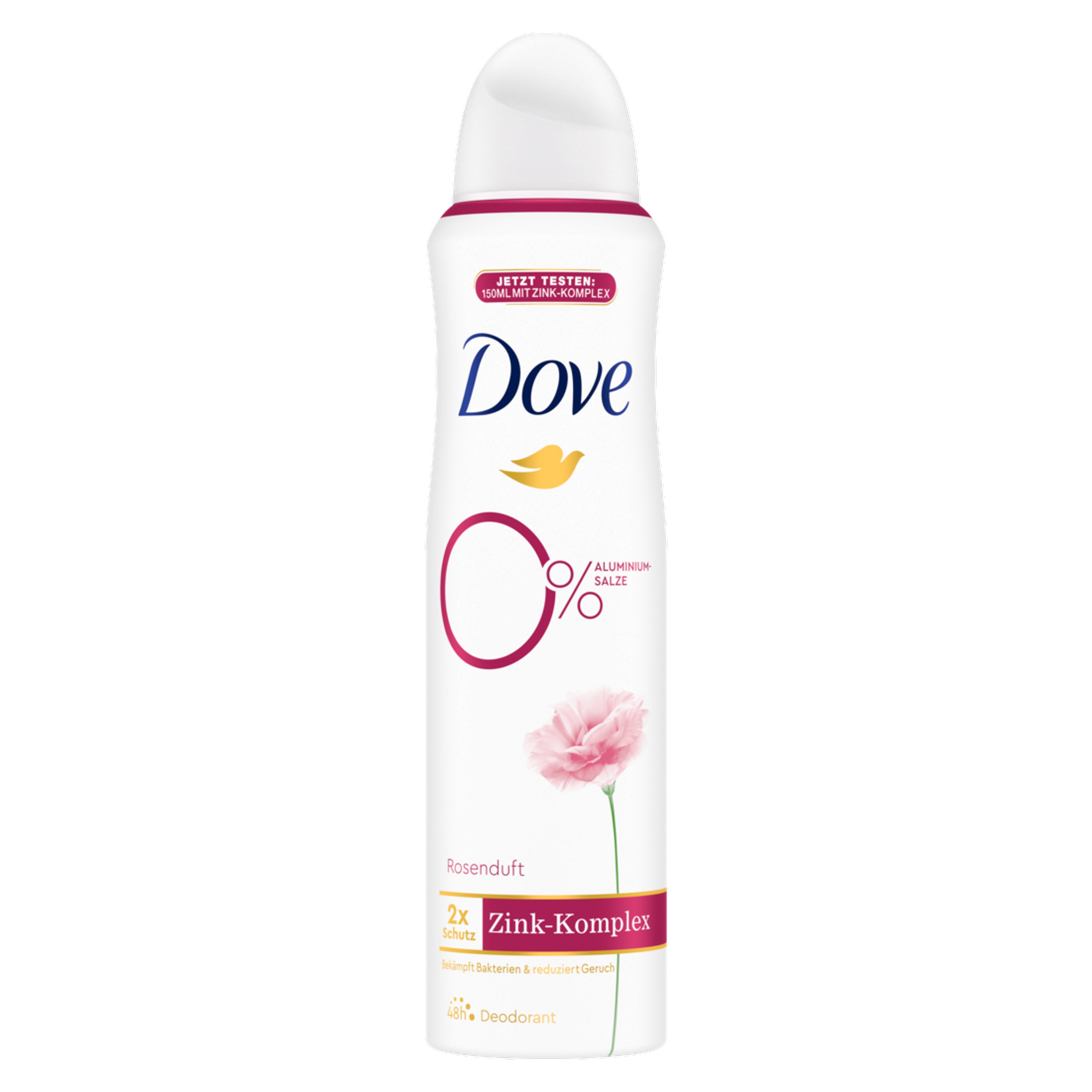 6x 0% Deo Dove Aluminiumsalzen mit Rosenduft Deo-Set DOVE Deodorant-Spray 150ml