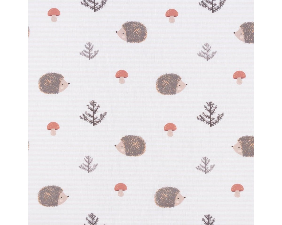Thumbnail - Stoff Baumwollstoff Digitaldr. Patchworkstoff Igel Pilze Tannenzweige gestre, Digitaldruck