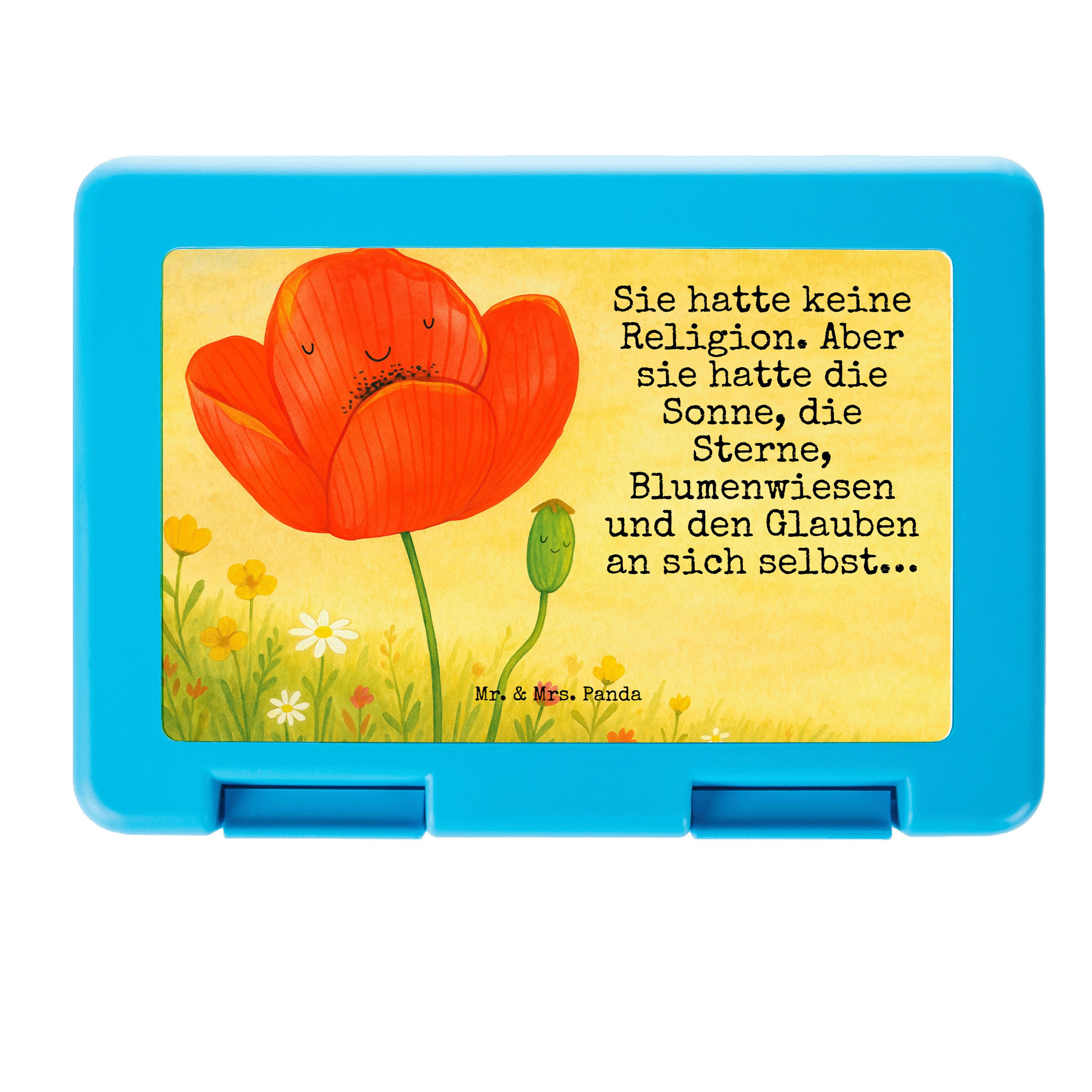Mr. & Mrs. Panda Butterdose Blume Mohnblume Design, Bento Box, Weiß, Box, Bentobox, Frühstücksdos, Premium Kunststoff, (Packung), Brotbehälter Respekt Lunchbox