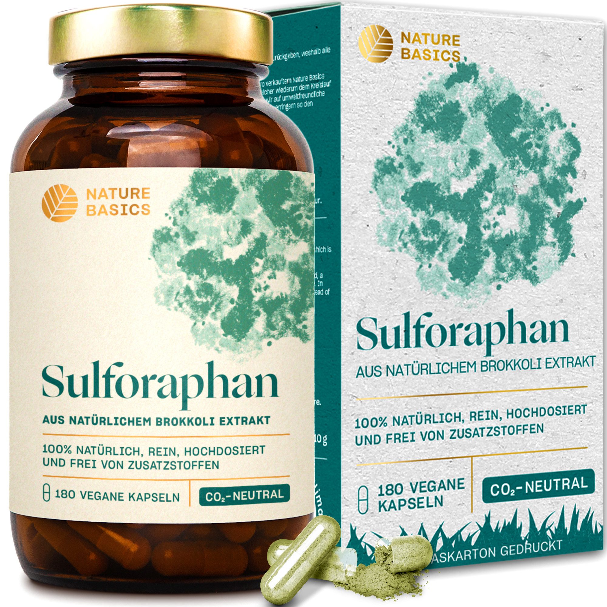 Sulforaphan 500mg Brokkoli Extrakt Vegan & Nachhaltig im Glas 180 Kapseln