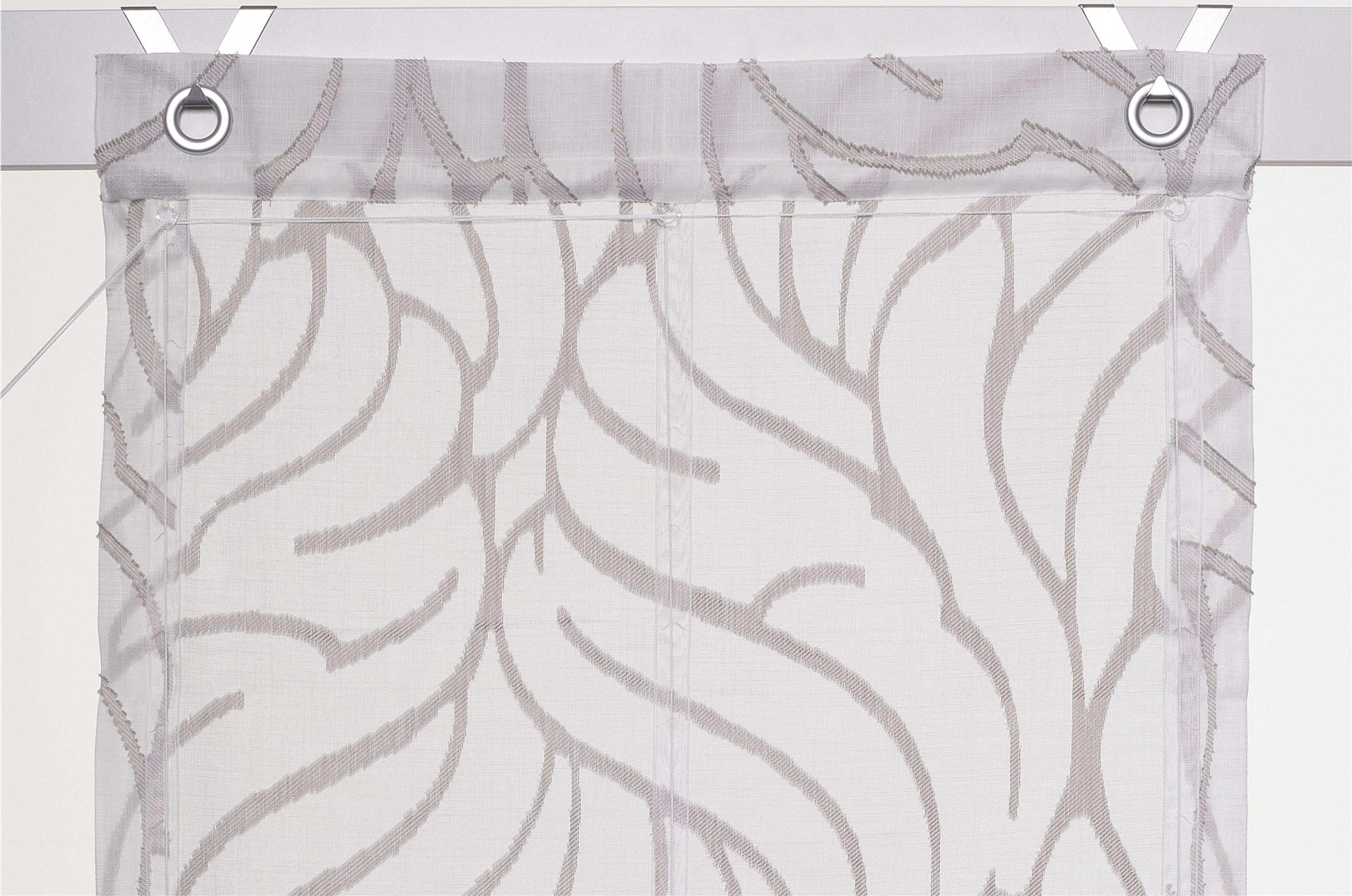Raffrollo Skyline, Kutti, mit Bohren, halbtransparent, weiß/grau Polyester, freihängend, ohne Hakenaufhängung, Hakenaufhängung
