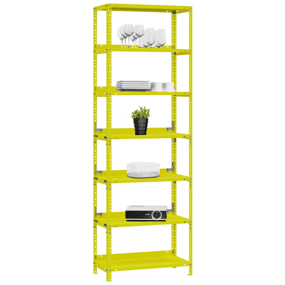 PROREGAL® Schwerlastregal Wohnregal Metallregal MAGNUS 220x75x30cm mit 7 Stahlplatten-Ebenen, Desgin Made in Germany Pulverbeschichtet 60kg/Ebene 420kg Gesamtla – Bild 4 von 5