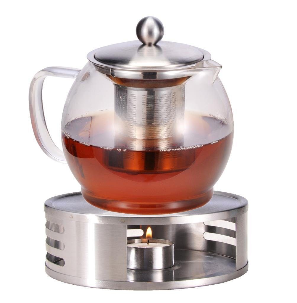 Bambelaa! Teekanne Teekanne mit Stövchen Glas Set Tee Glaskanne Teebereiter ca.1,2 Liter, 1.2 l