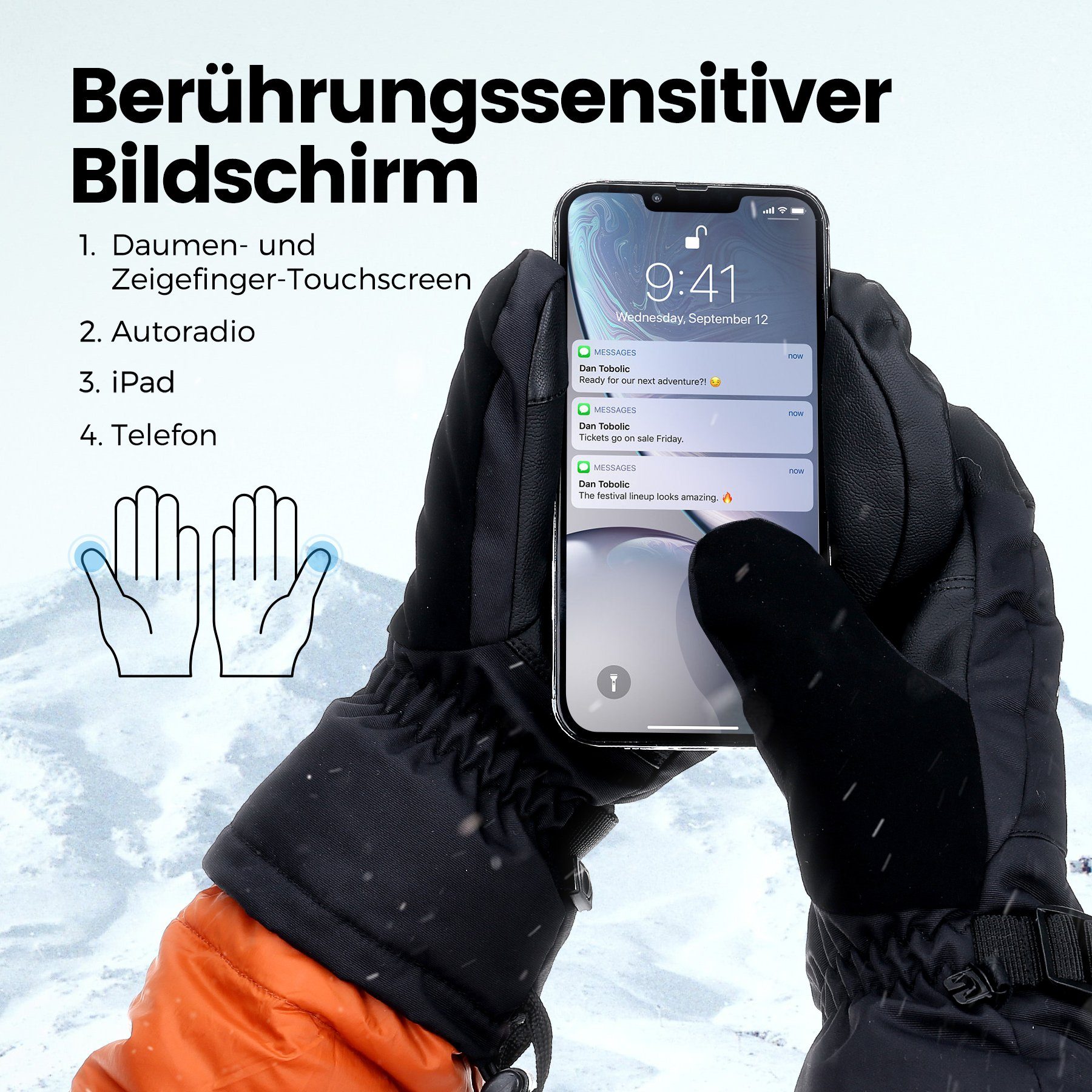 Fahhrad Handschuhe Skihandschuhe Sefzone Wasserdicht Winter M/L/XL Motorrad Touchscreen