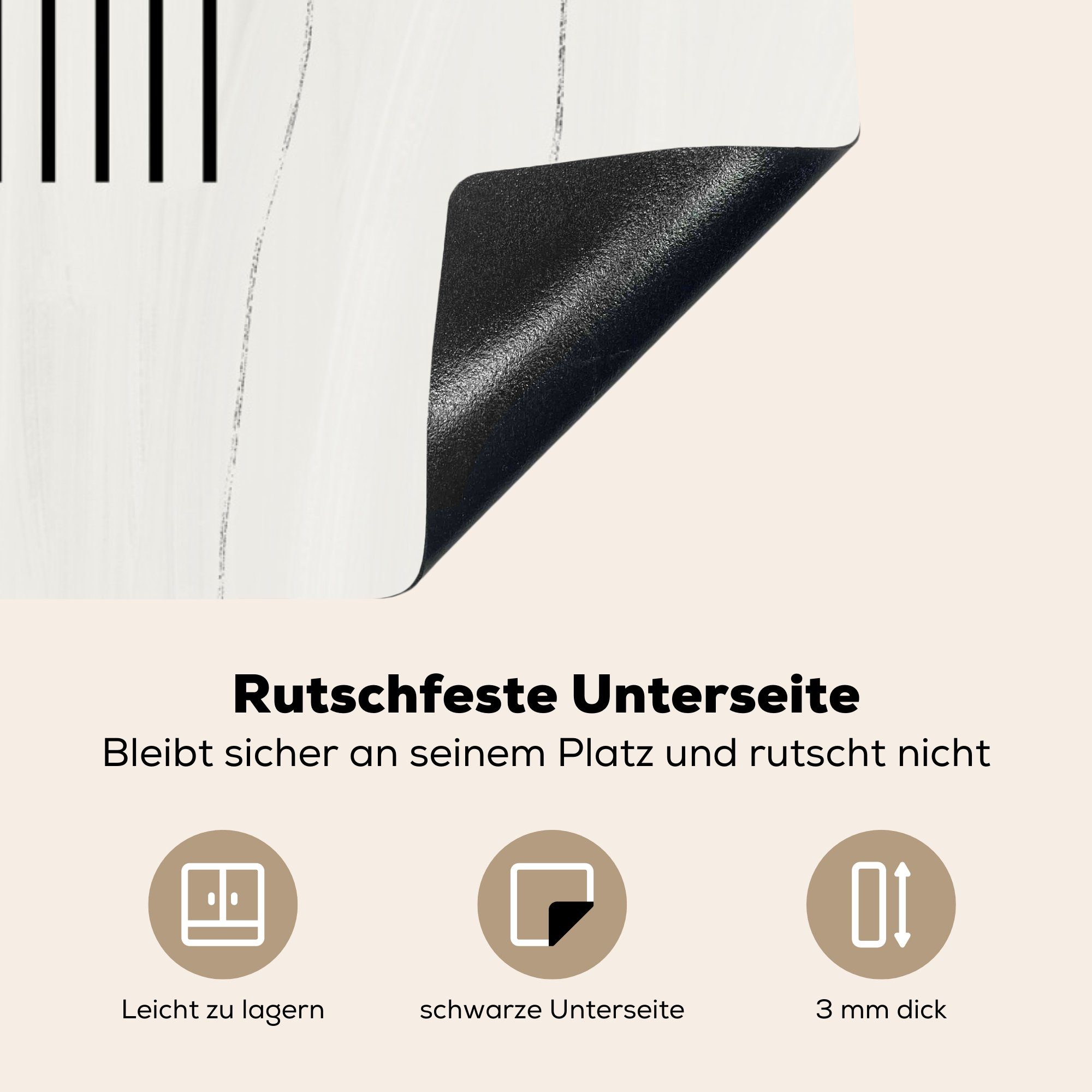 MuchoWow Herdblende-/Abdeckplatte - Kunst - - Ceranfeldabdeckung, küche für Schwarz Bogen Arbeitsplatte (1 tlg), 78x78 cm, Weiß, Vinyl